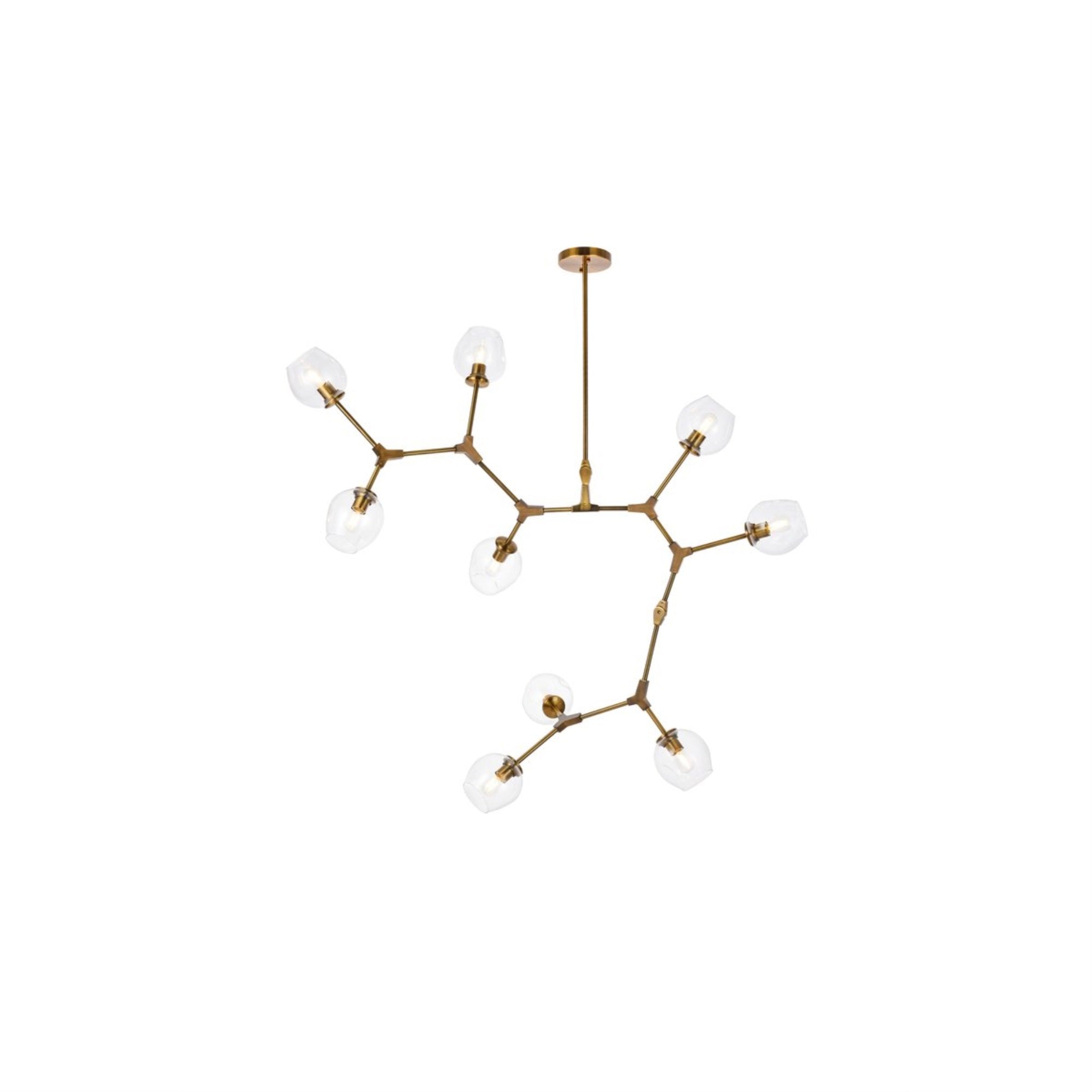 Elegant Lighting Brass Chandelier 9 Lights Metal 79inD x 35inH Model 1712G79BR