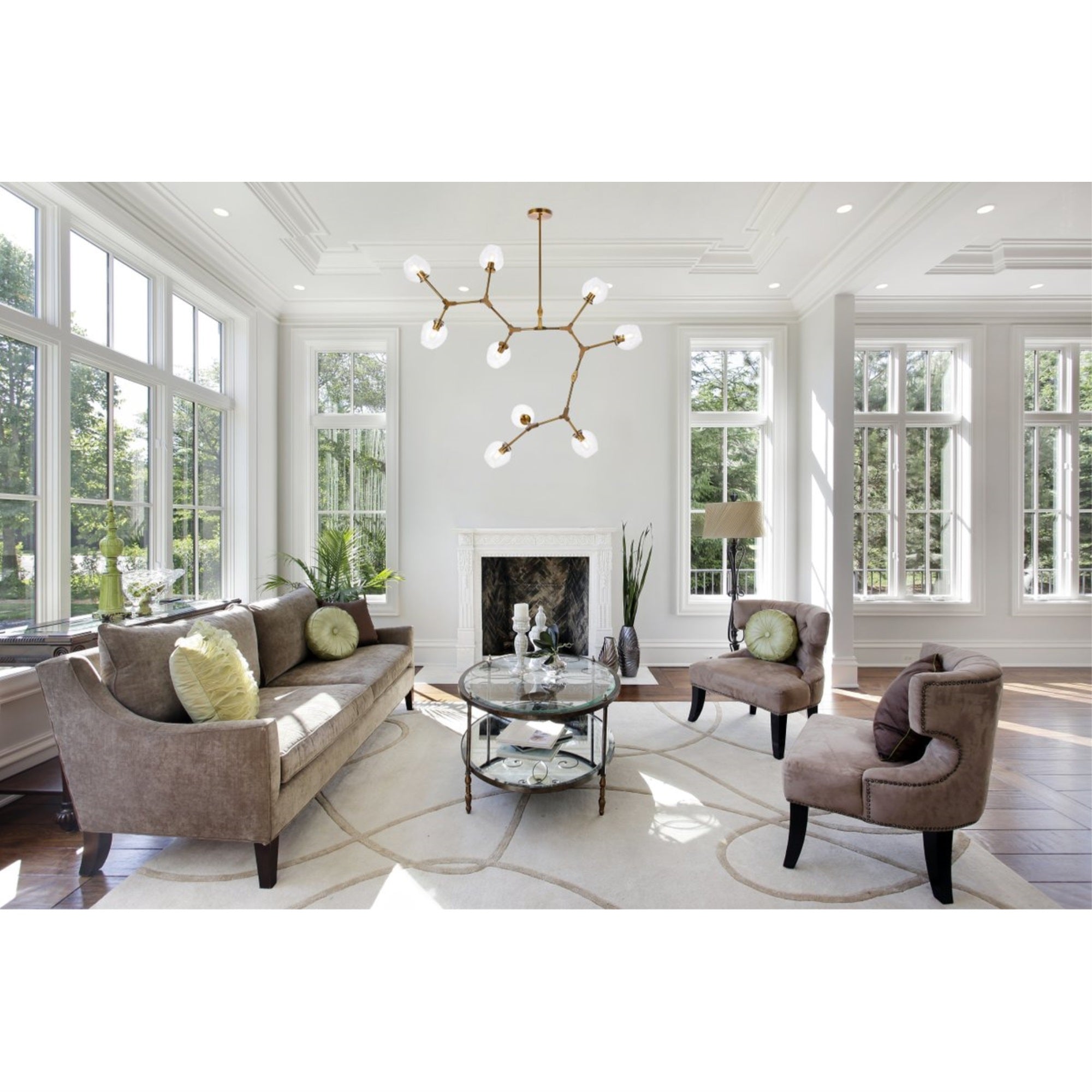 Elegant Lighting Brass Chandelier 9 Lights Metal 79inD x 35inH Model 1712G79BR