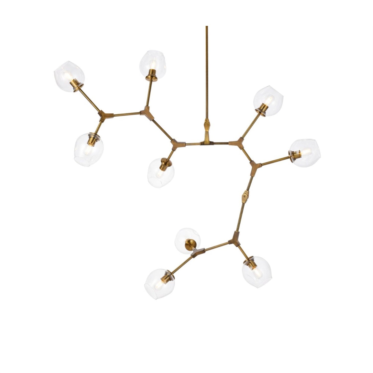 Elegant Lighting Brass Chandelier 9 Lights Metal 79inD x 35inH Model 1712G79BR