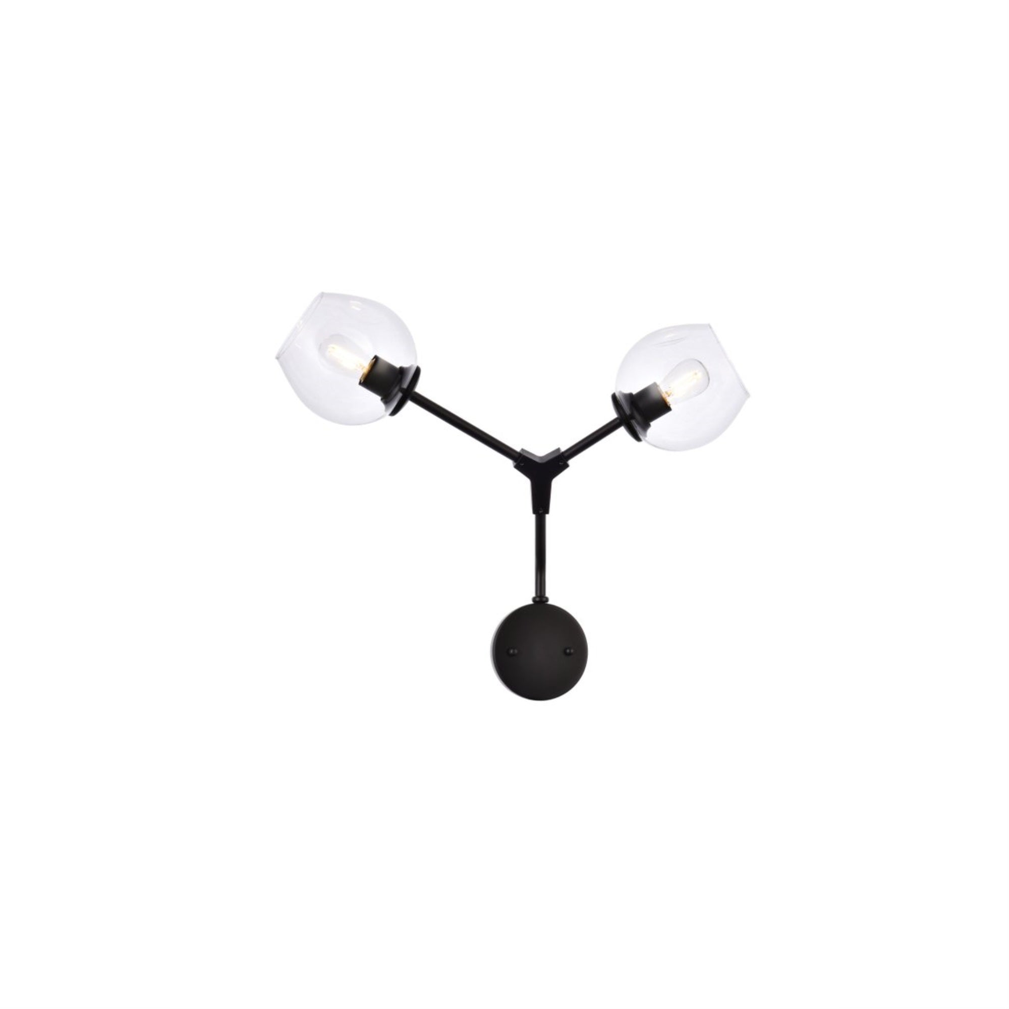 Elegant Lighting Cavoli Wall Sconce - 2 Lights, Black Finish, Model 1712W26BK