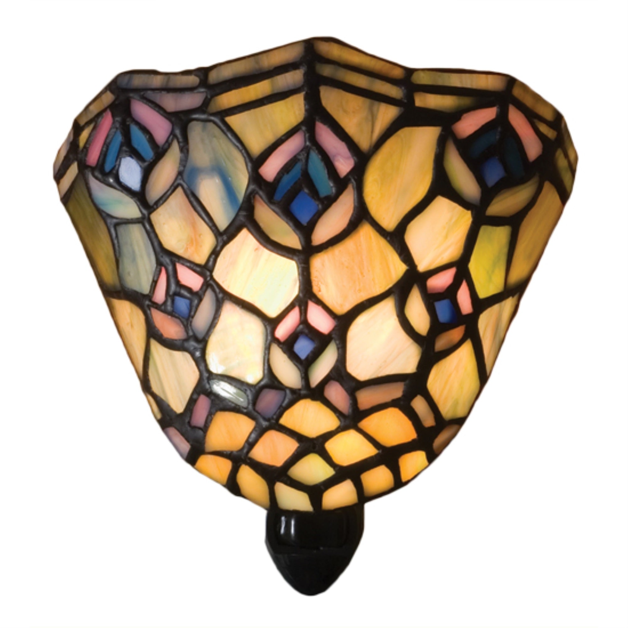 Crosby Tiffany Peacock Feather Night Light, 5.75in Glass Design