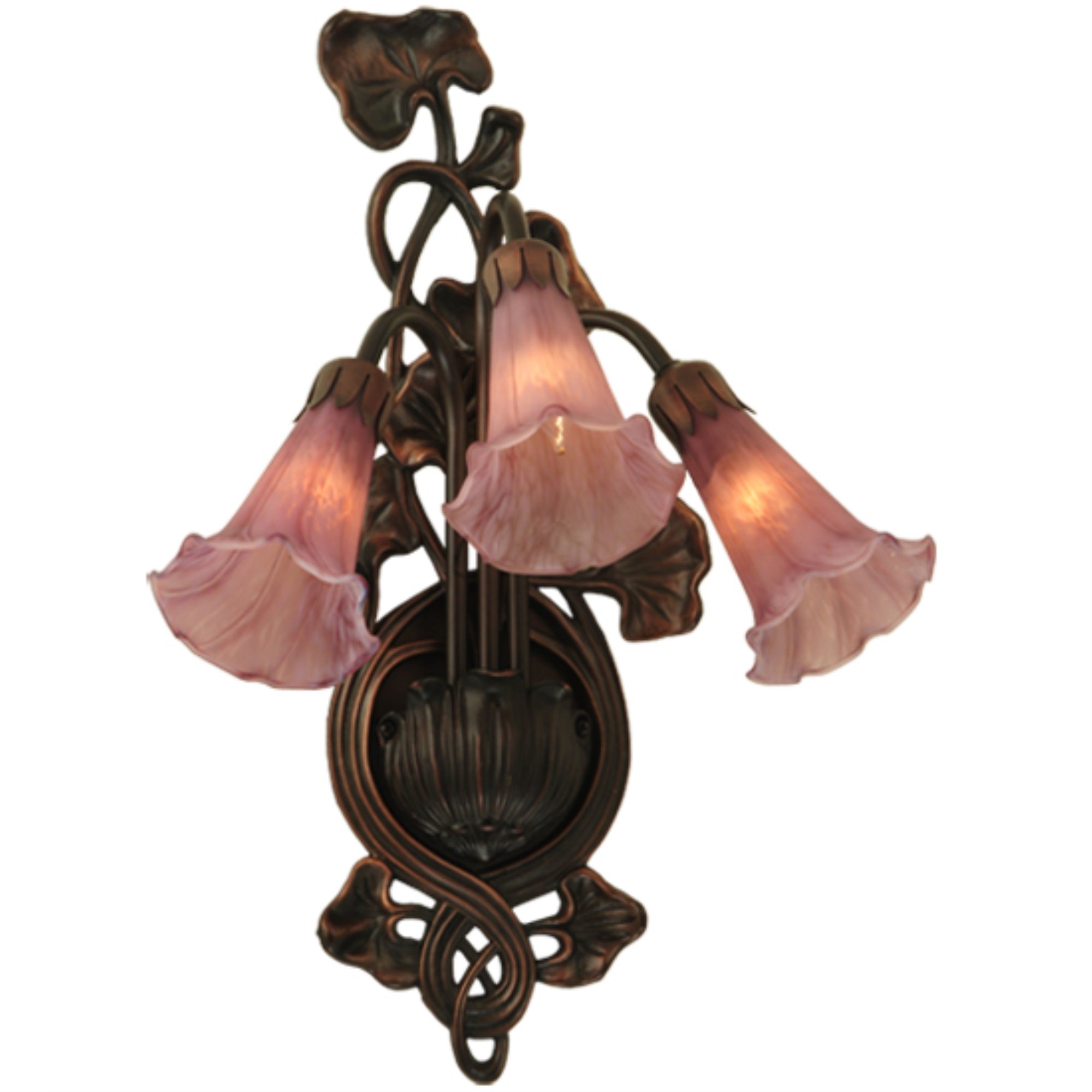 10.5 inchW Lavender Pond Lily 3 Lt Wall Sconce