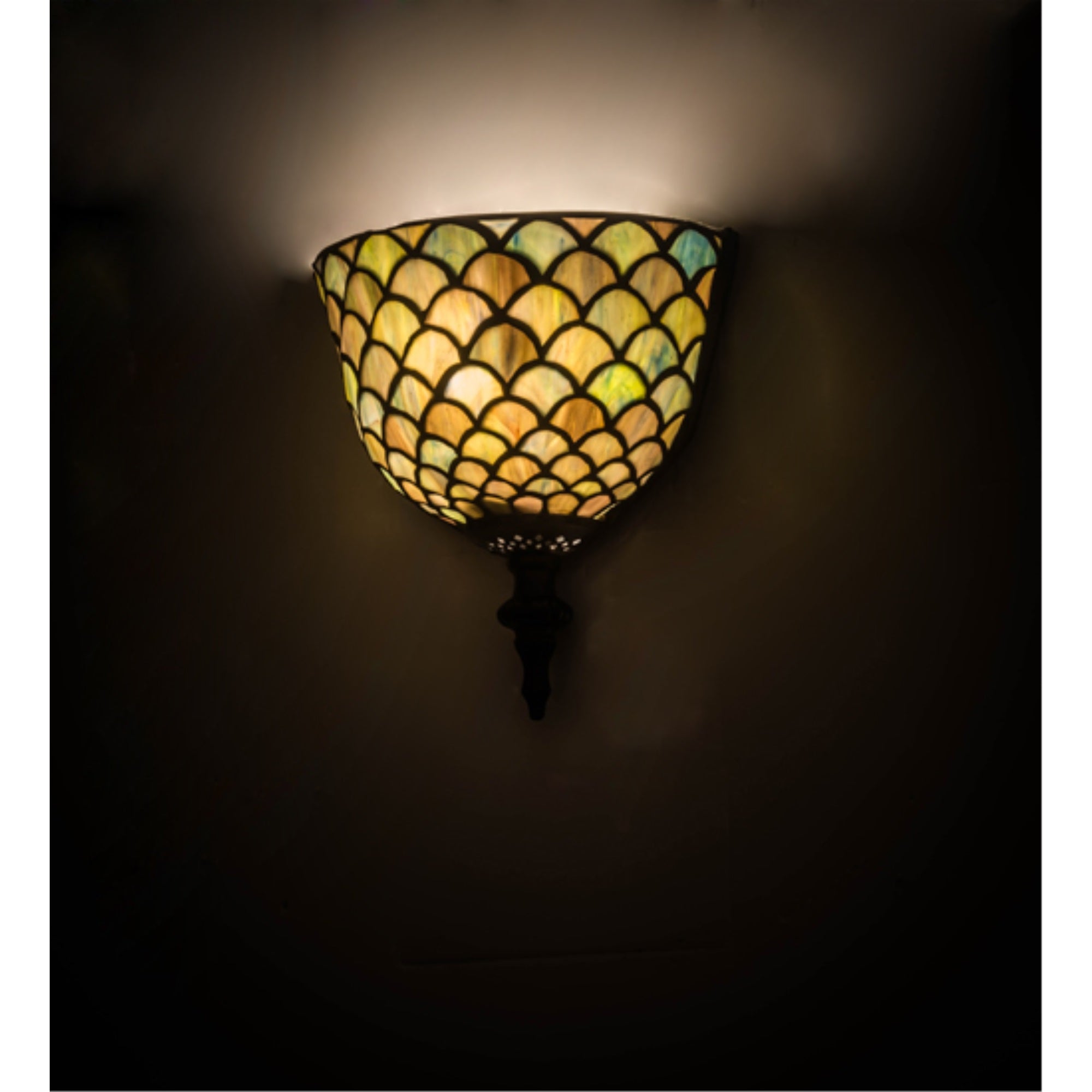 Meyda Lighting Tiffany Fishscale Wall Sconce, 8in W, Mahogany Bronze, Metal, Model 175197