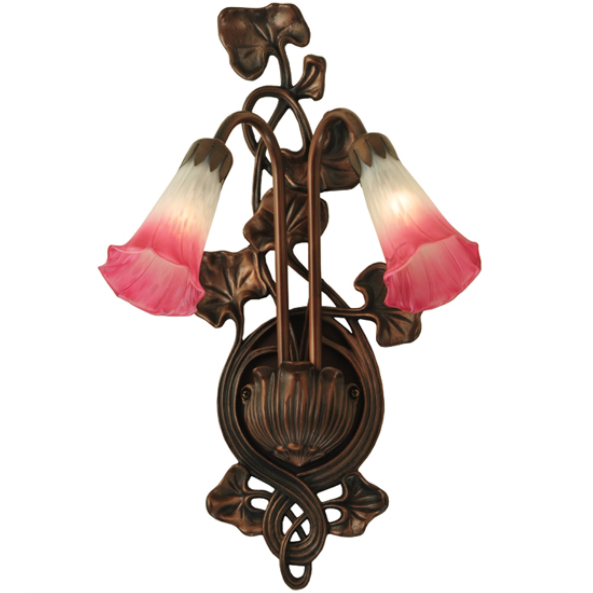 11 inchW Pink/White Pond Lily 2 LT Wall Sconce