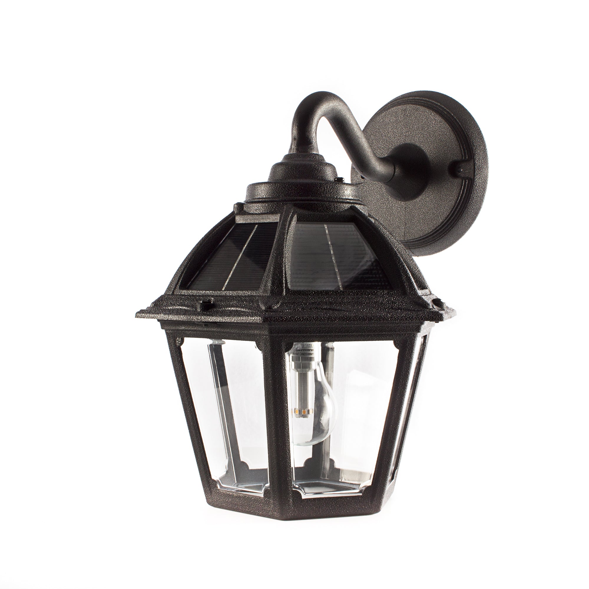 Gama Sonic Polaris Solar Wall Sconce Light, Warm White LED, Black Resin, Model 177010, Outdoor Lamp for Walkways and Columns