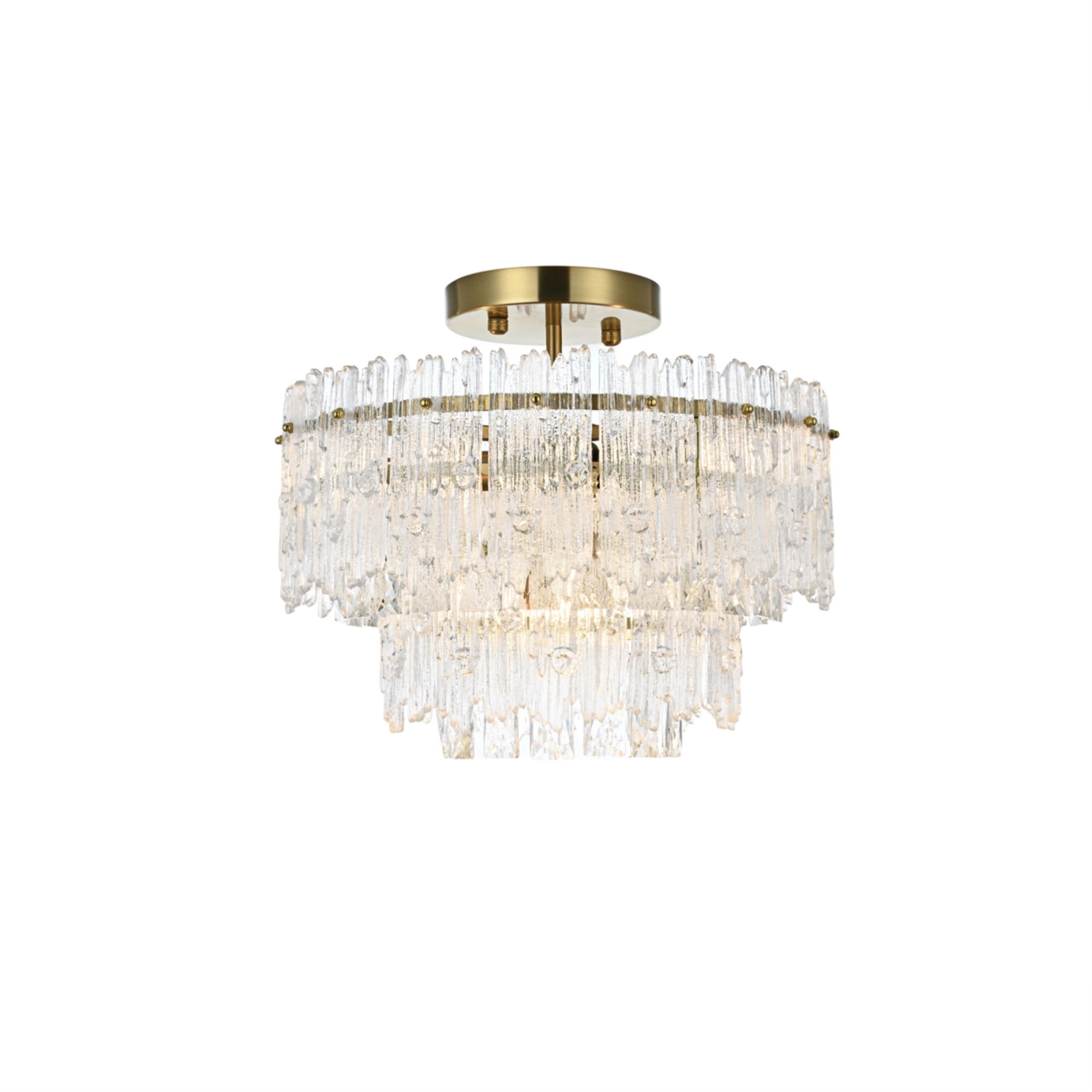 Elegant Lighting Emilia 4-Light Metal & Glass Flush Mount Light In Satin Gold
