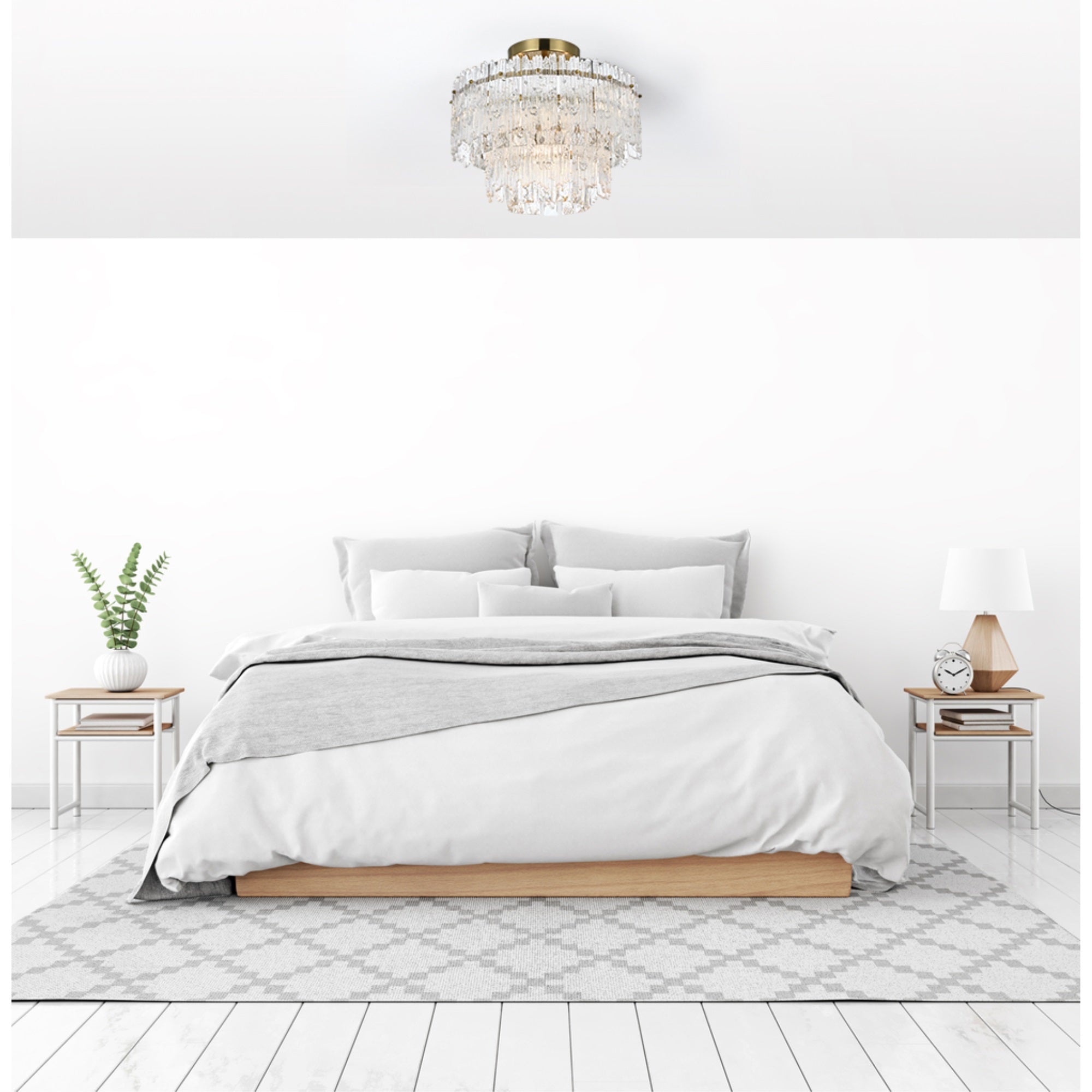 Elegant Lighting Emilia 4-Light Metal & Glass Flush Mount Light In Satin Gold