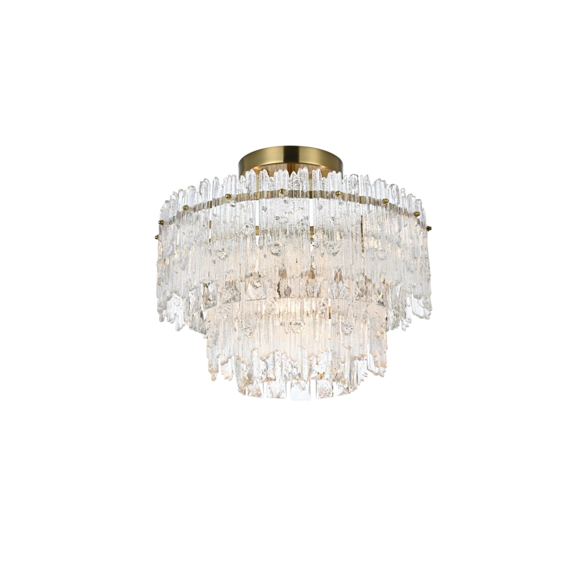 Elegant Lighting Emilia 4-Light Metal & Glass Flush Mount Light In Satin Gold