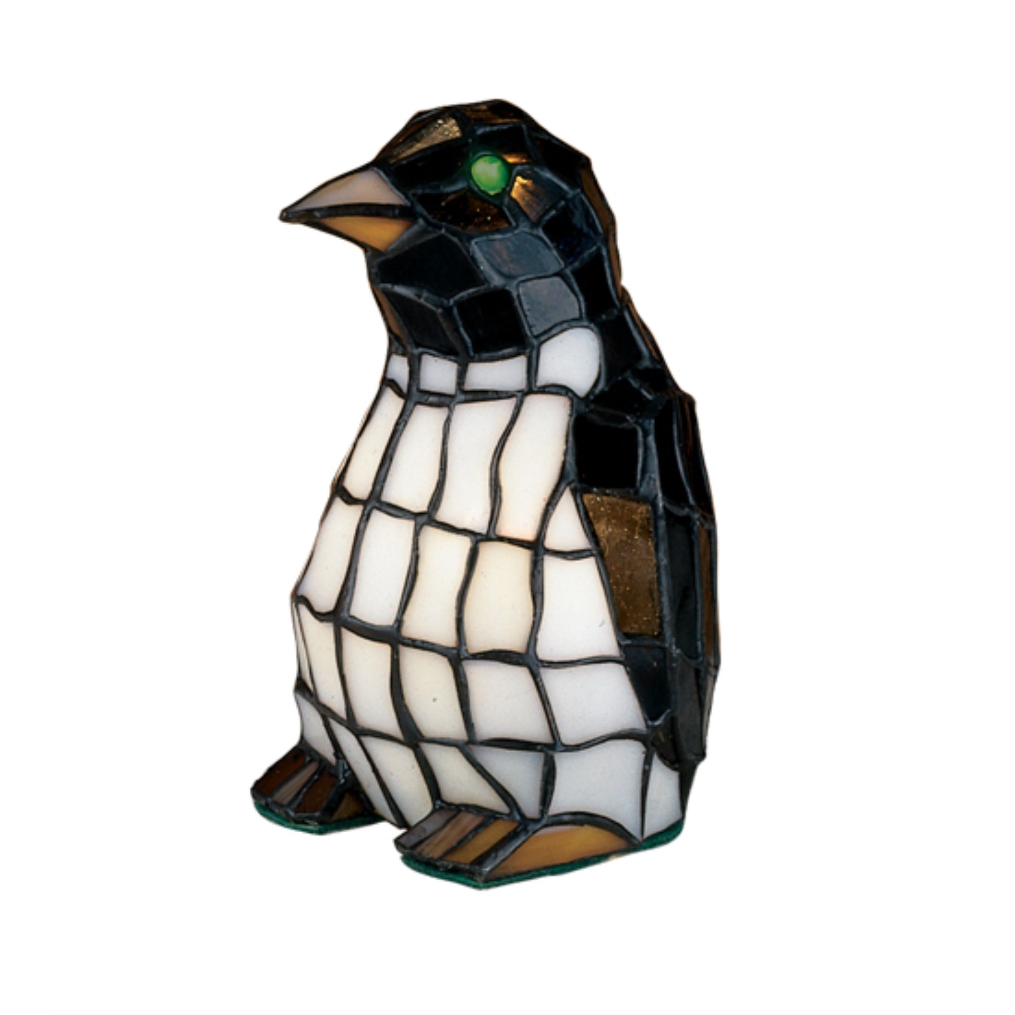 Meyda Tiffany Penguin Tiffany Glass Accent Lamp, 8in H, Model 18470, Multicolor