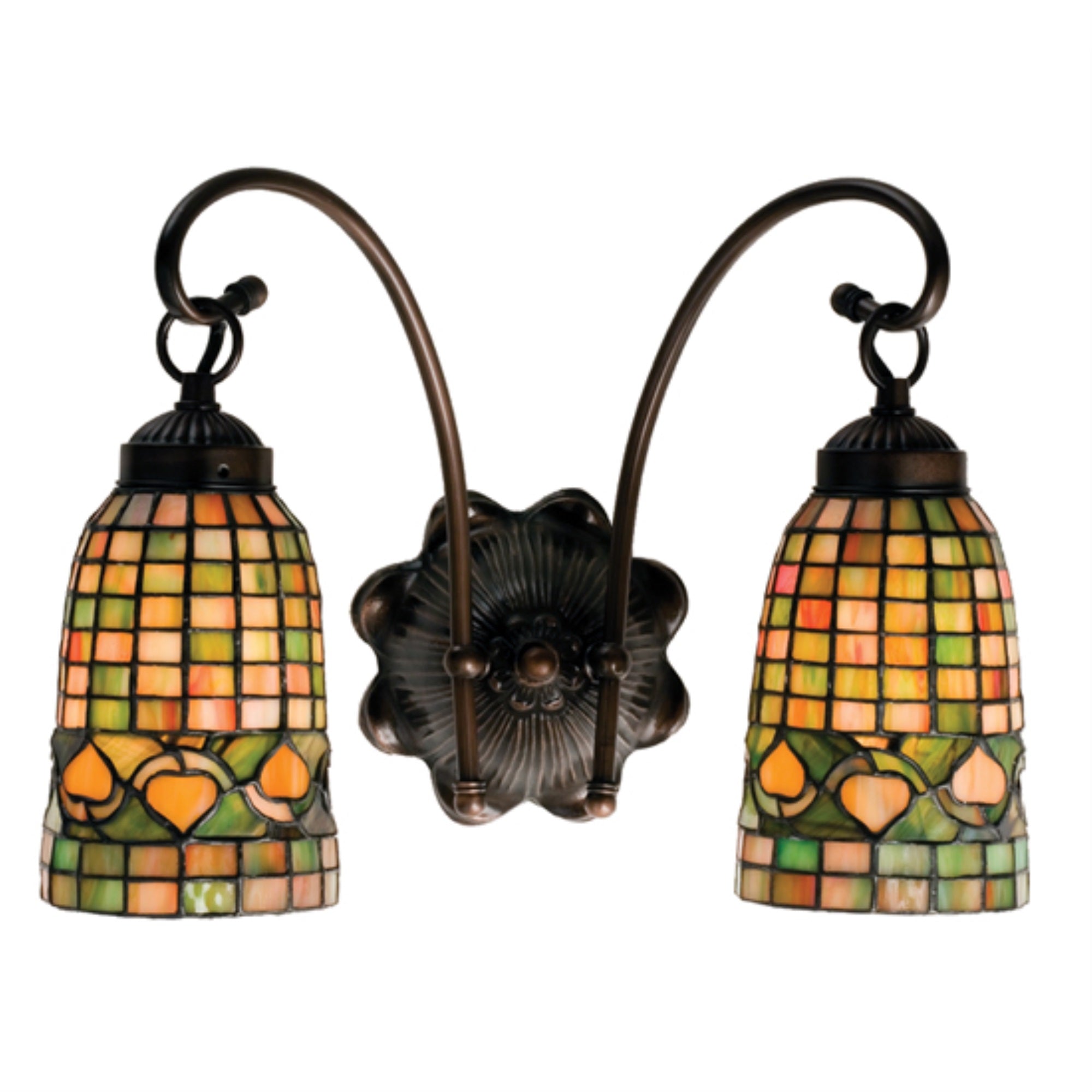 Meyda Tiffany 18651 Tiffany Acorn Wall Sconce, 2 Light, 14.5in Width, Wood
