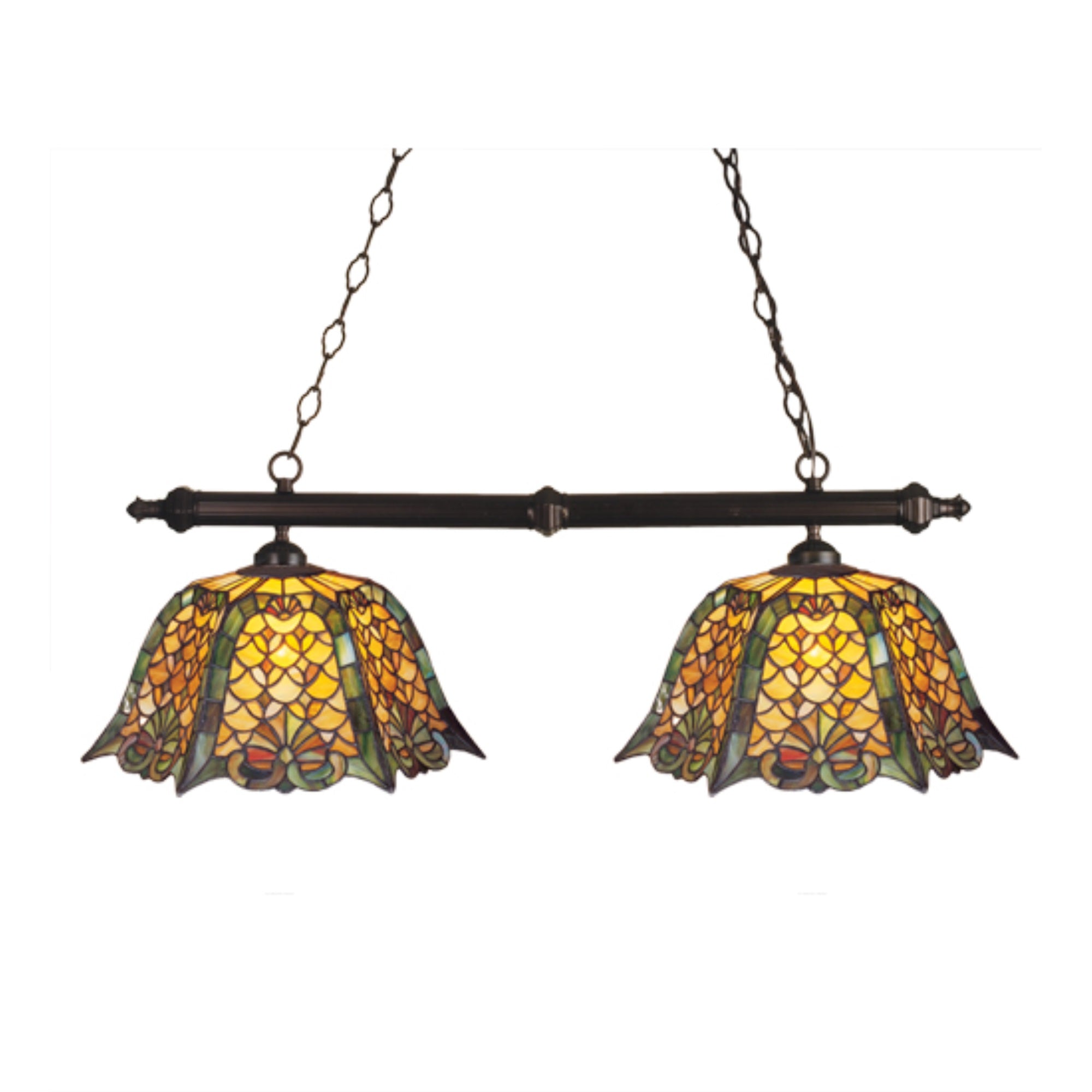 Meyda 39in L Island Pendant Light, 2 LT, Mahogany Bronze Finish, Metal, Model 18844