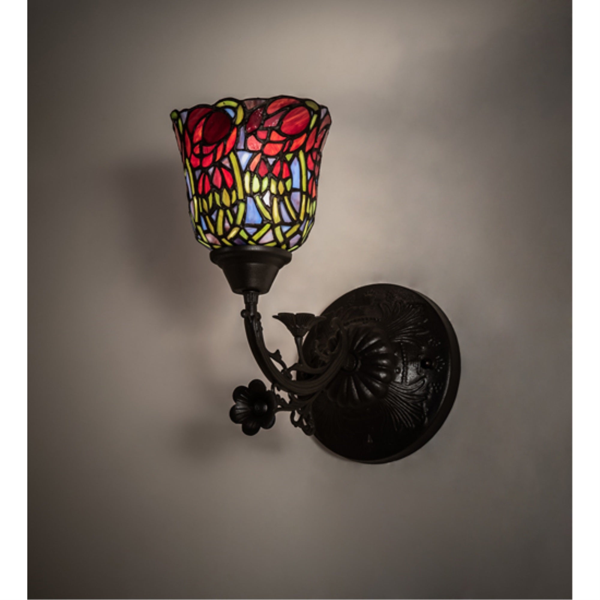 6 inch Wide Red Rosebud Wall Sconce