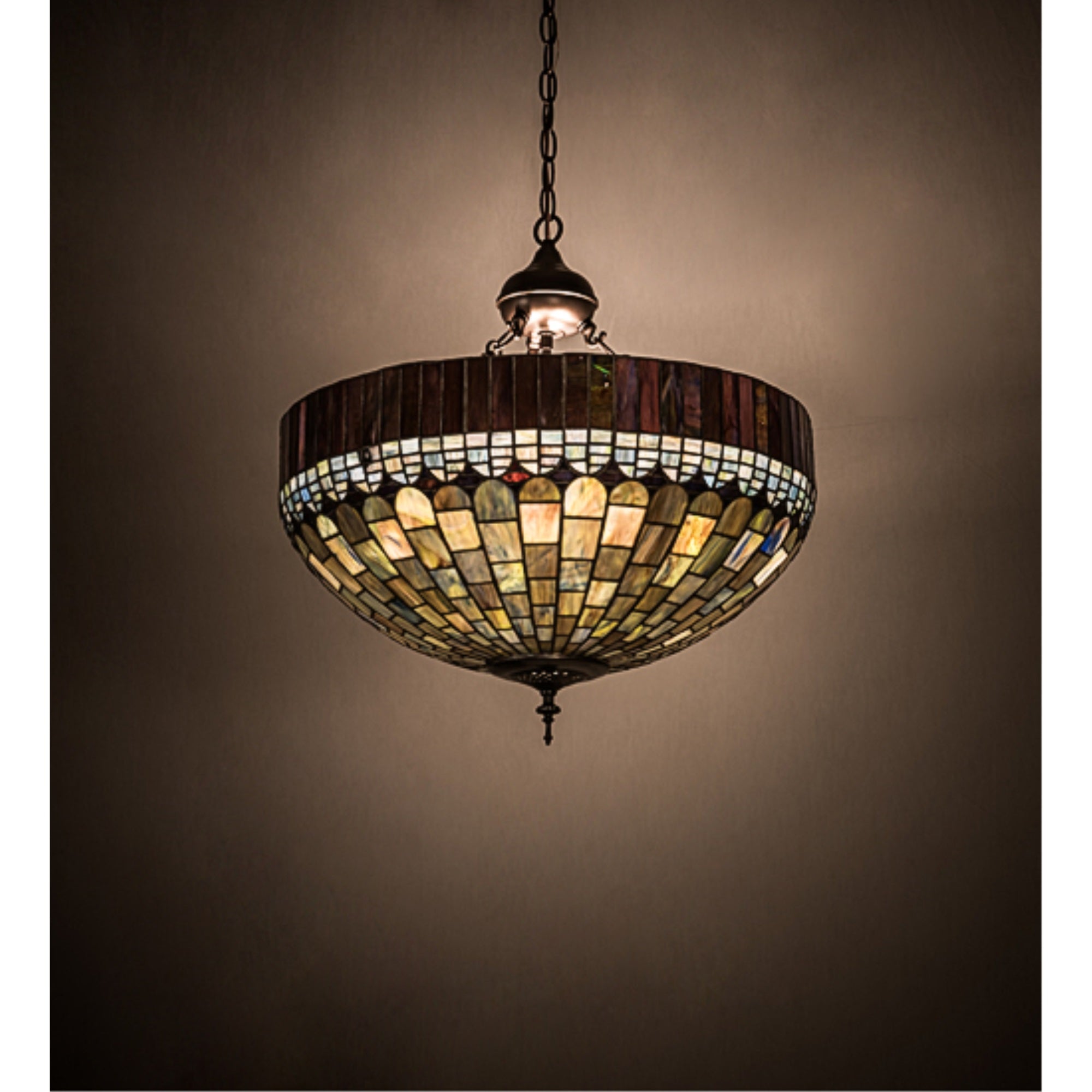 Meyda 22in W Tiffany Candice Inverted Pendant Light, Copper Vein Metal, Model 196245