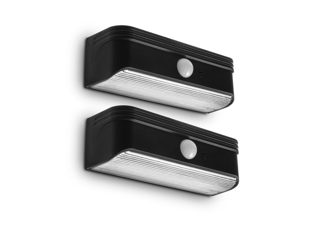 Home Zone Security Solar Step Lights - Motion Sensor Led Outdoor Deck And Step Lights With No Wiring Required, 2-Pack, Black (Eli0989V)