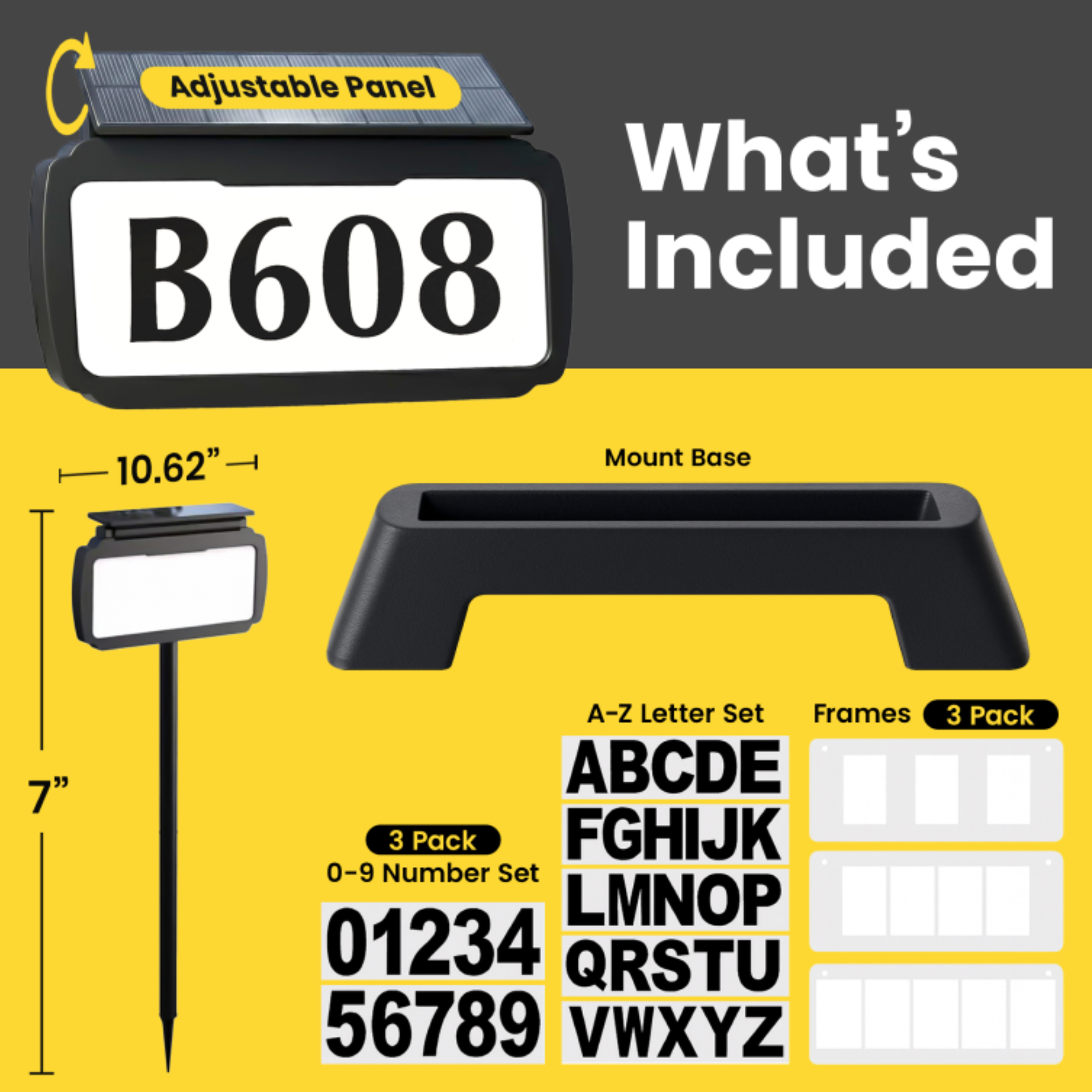 Address Sign House Number Solar Powered BICSSL-11
