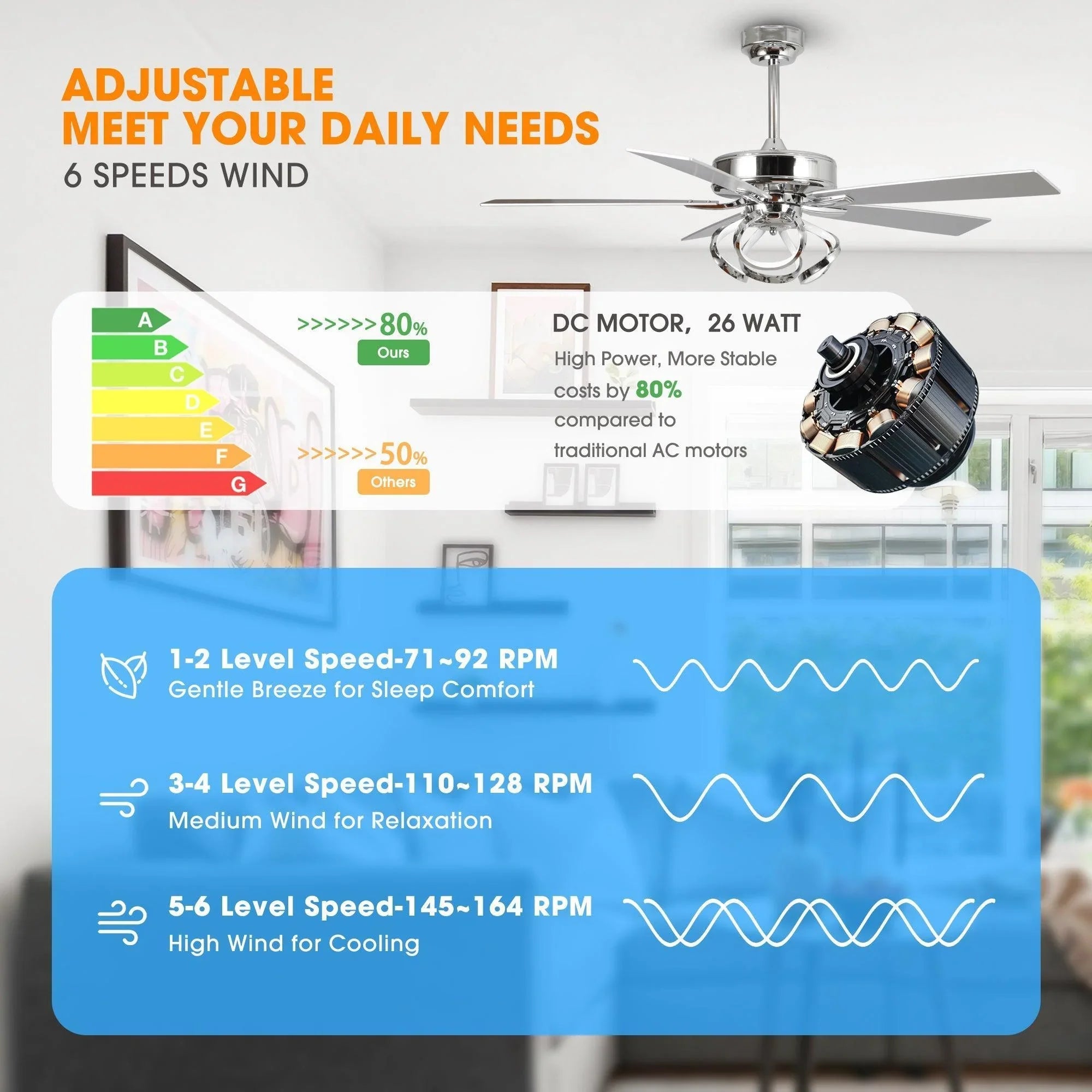 52" Zelda Modern DC Motor Downrod Mount Reversible Ceiling Fan with Remote Control
