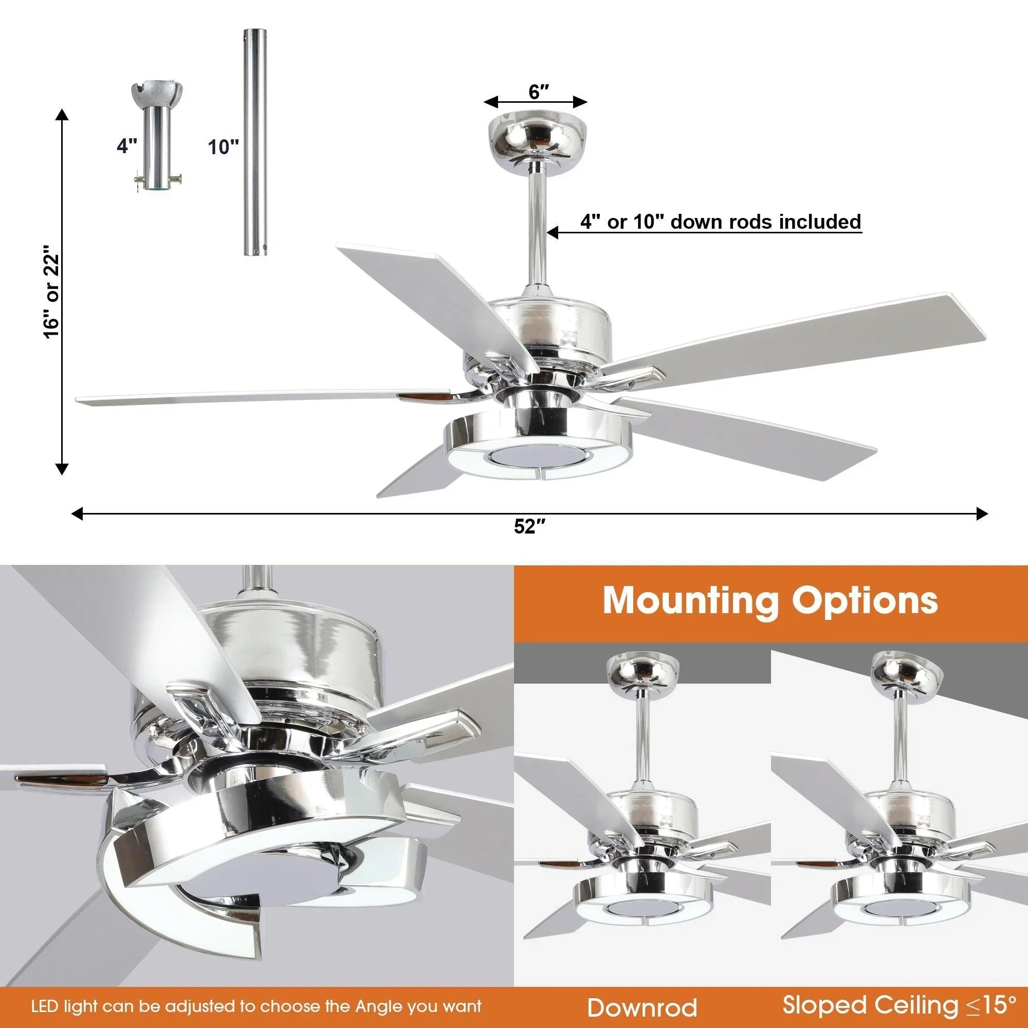 52" Vendome Industrial Downrod Mount Reversible Ceiling Fan with Lighting and Remote Control