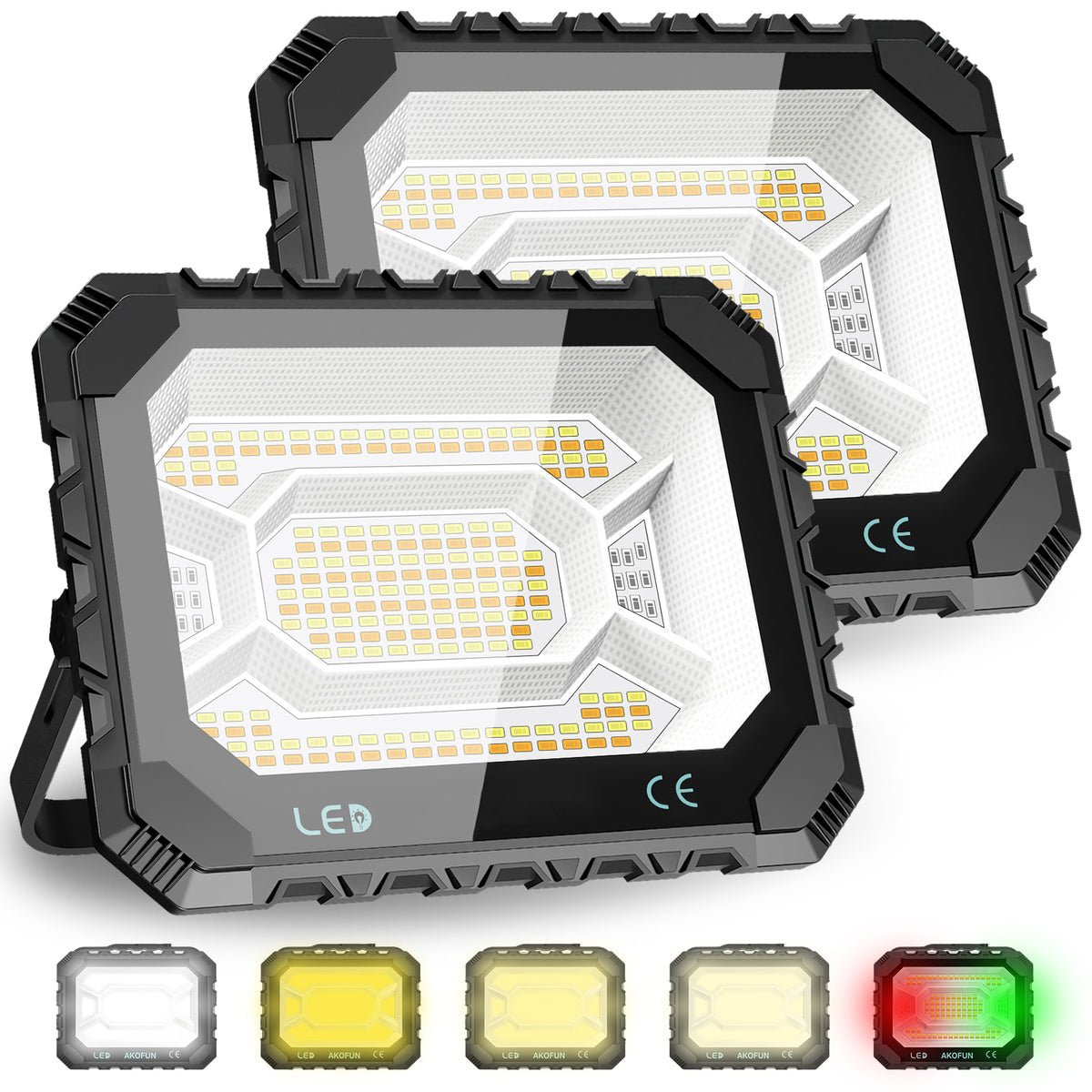 200W Solar Work Flood Light Rechargeable, 16000LM Portable Camping Lights 3000K/4500K/6500K, 16000mAh Battery