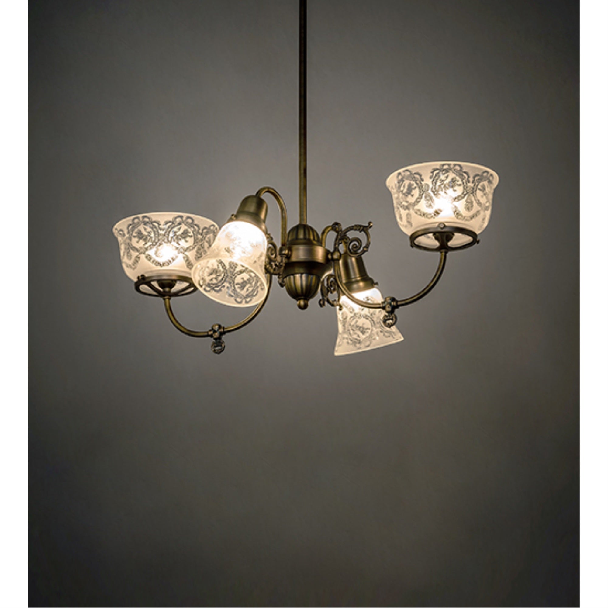 27 inch Long Revival Gas & Electric 4 Light Oblong Chandelier
