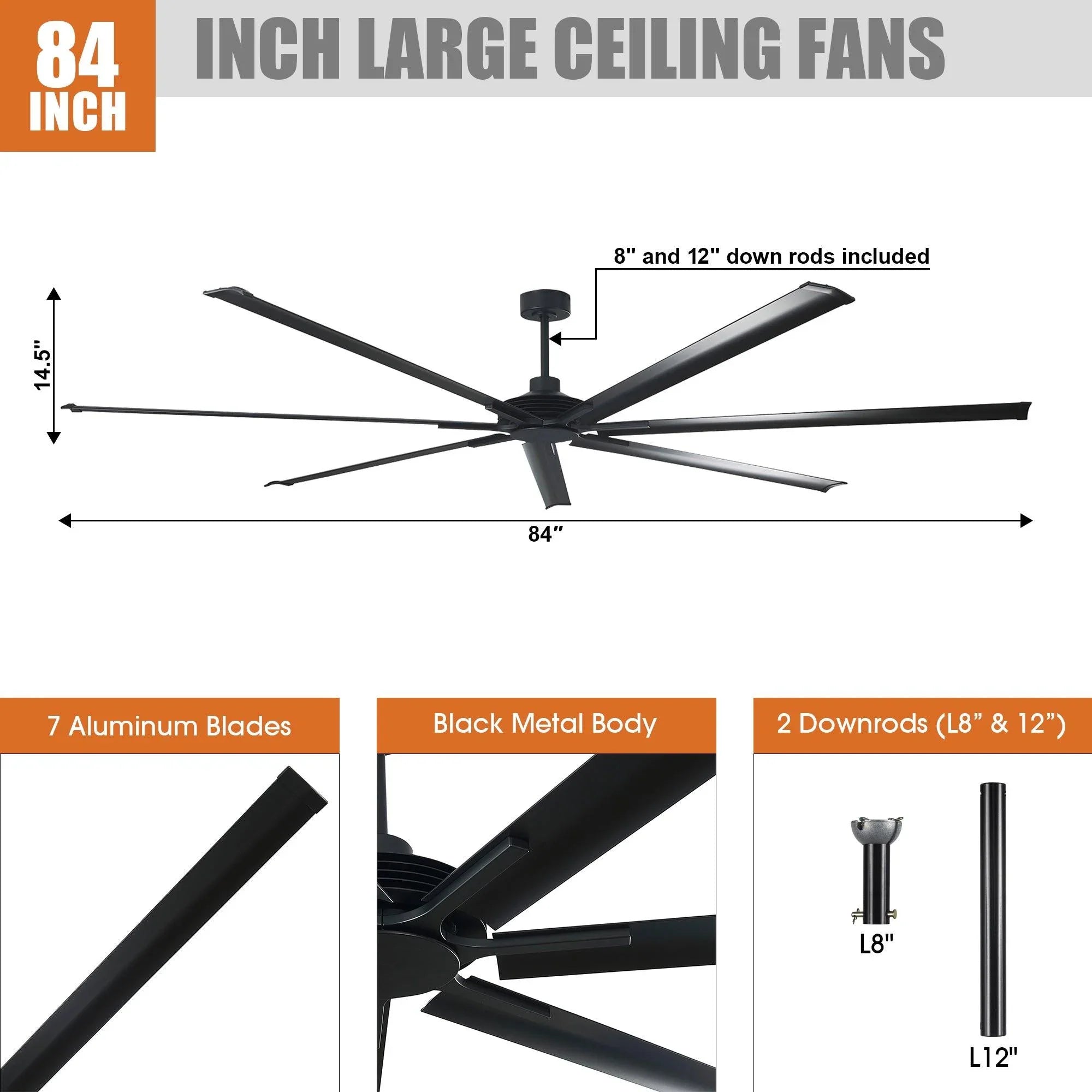 Silent Storm Extra Large Ceiling Fan with Remote Control