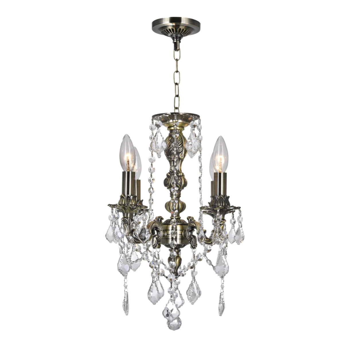 4 Light Up Chandelier with Antique Brass finish