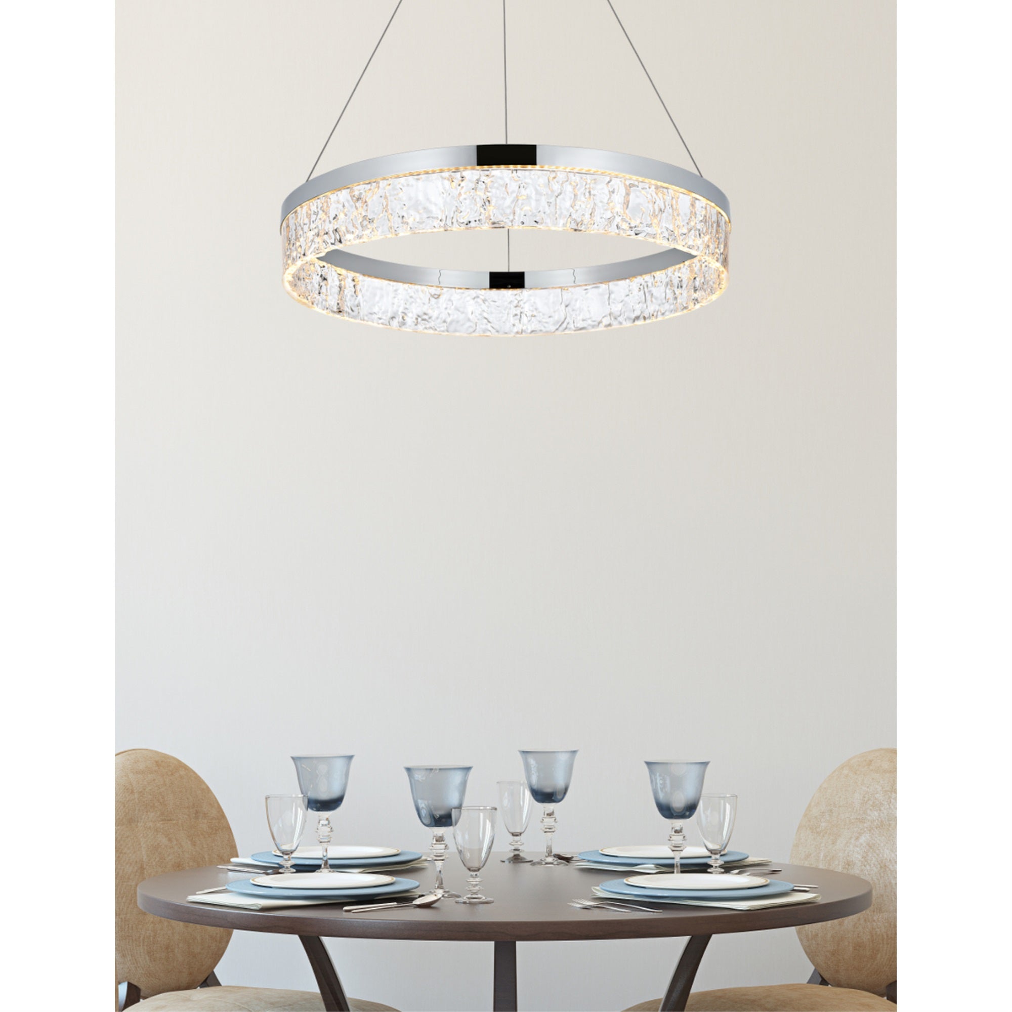 Elegant Lighting Linden 22 Inch Adjustable Led Chandelier In Chrome