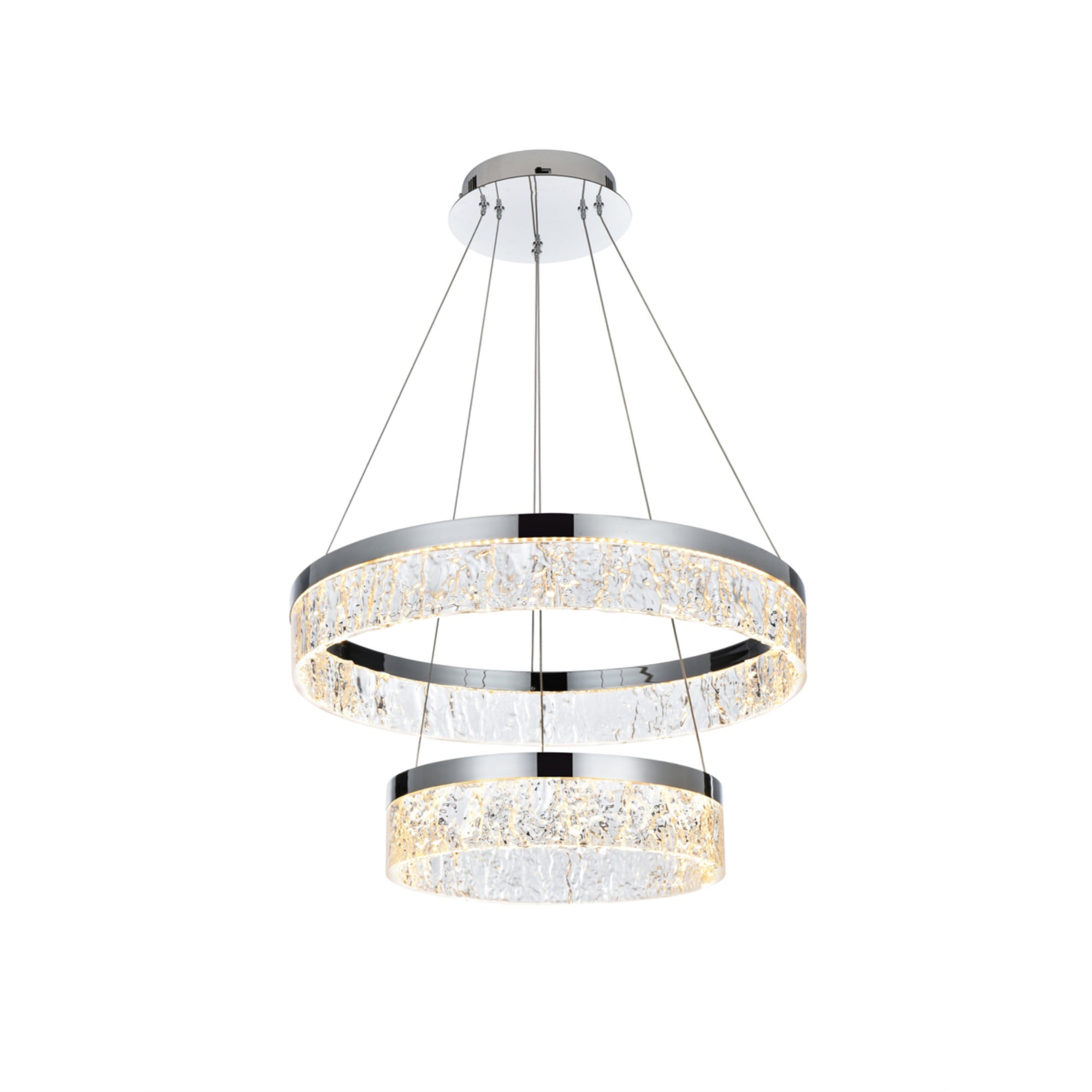 Elegant Lighting Linden 2-Light Metal Adjustable Led Chandelier In Chrome/Clear
