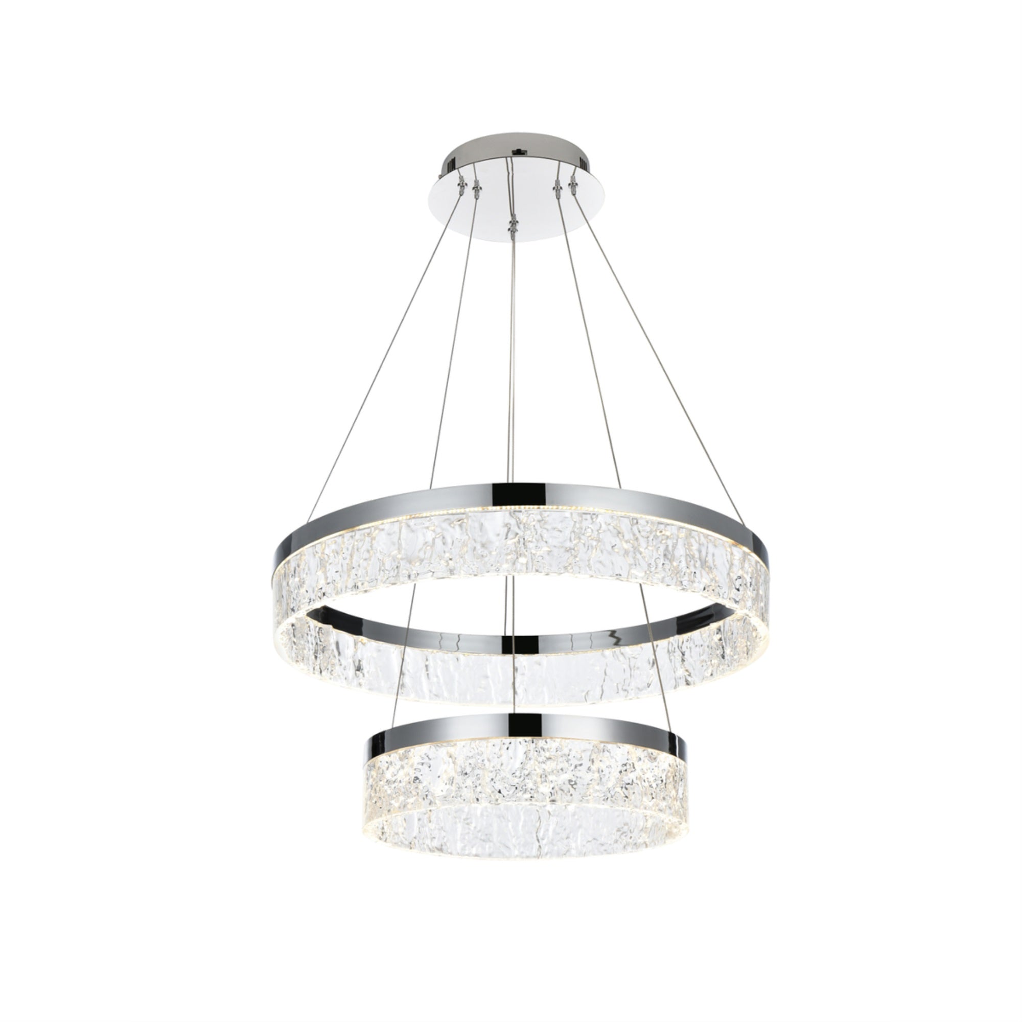 Elegant Lighting Linden 2-Light Metal Adjustable Led Chandelier In Chrome/Clear