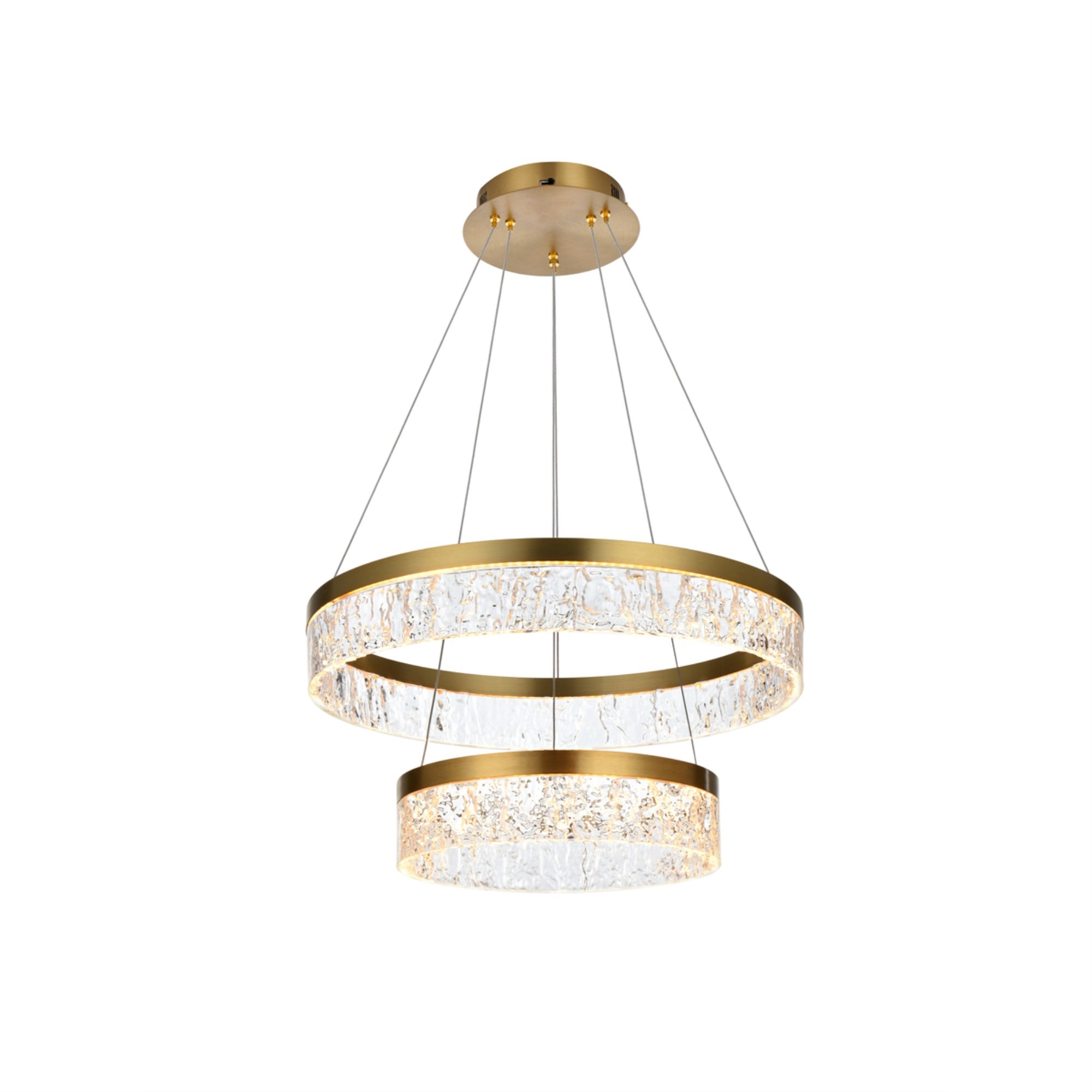 Elegant Lighting Linden 2-Light Metal Adjustable Led Chandelier In Satin Gold