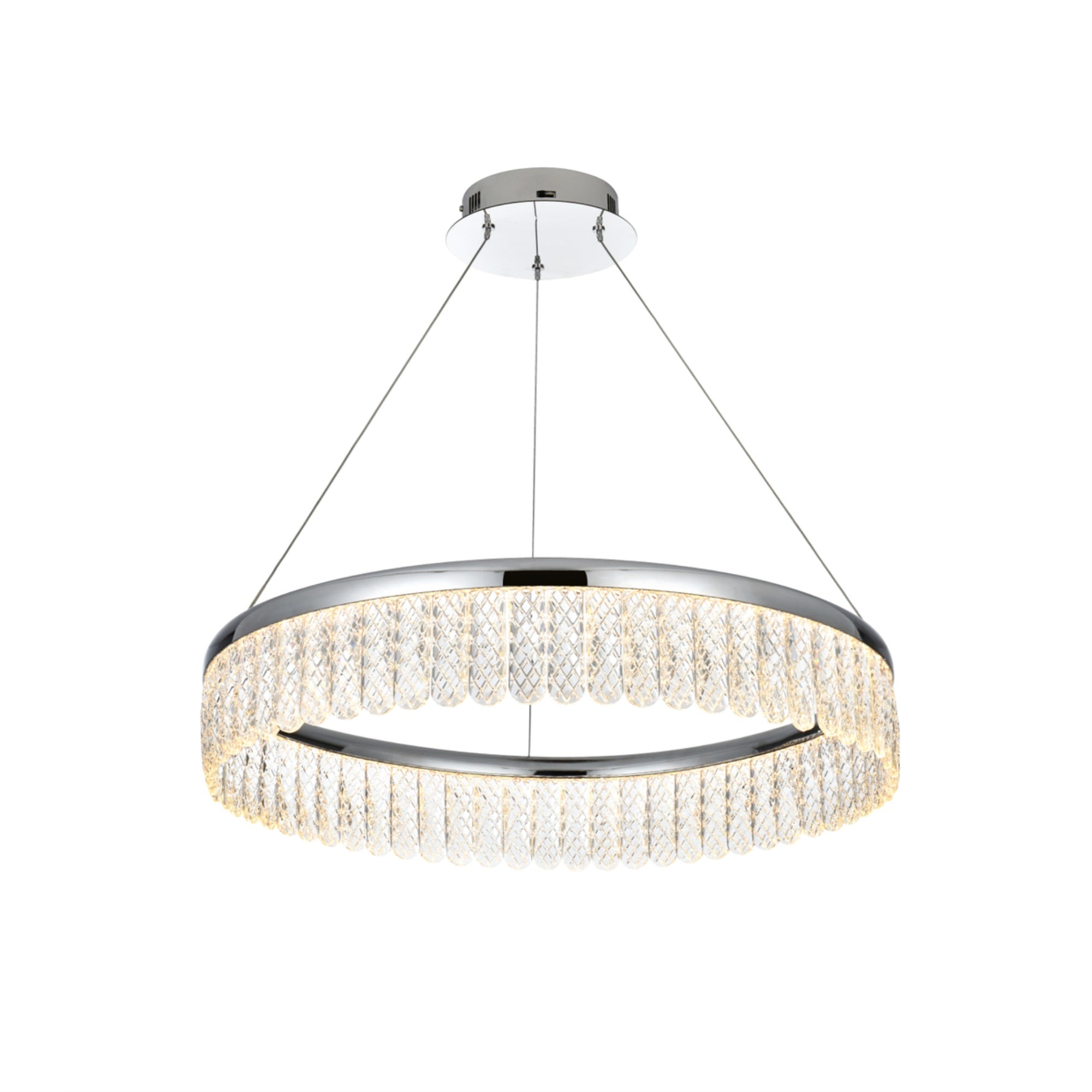 Elegant Lighting Rune 1-Light LED Chandelier, Metal, Adjustable, Chrome/Clear Finish