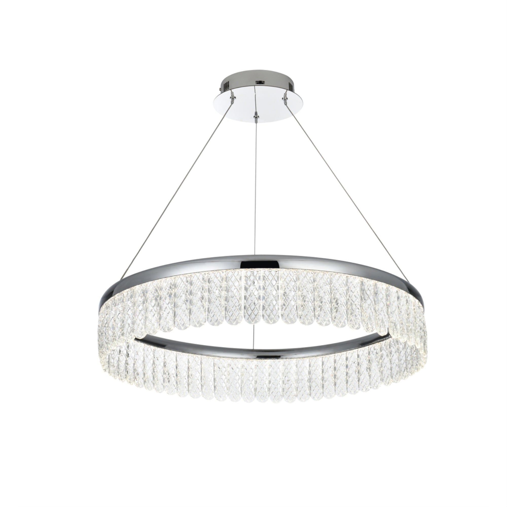 Elegant Lighting Rune 1-Light LED Chandelier, Metal, Adjustable, Chrome/Clear Finish