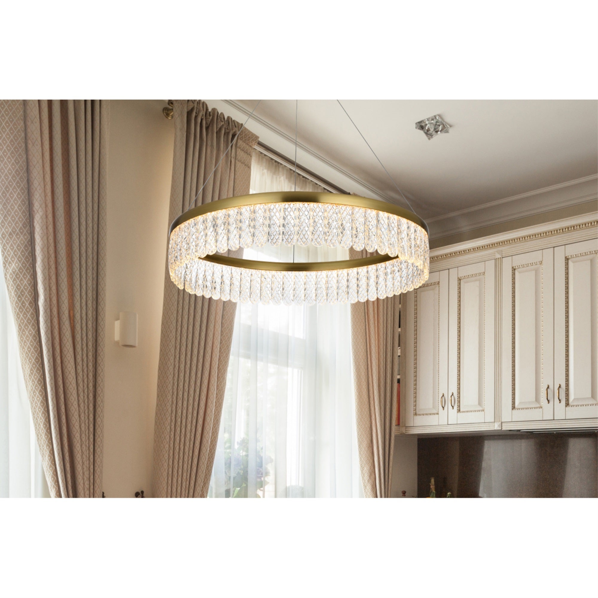 Elegant Lighting Rune 1-Light Adjustable LED Chandelier, Metal, Gold Finish