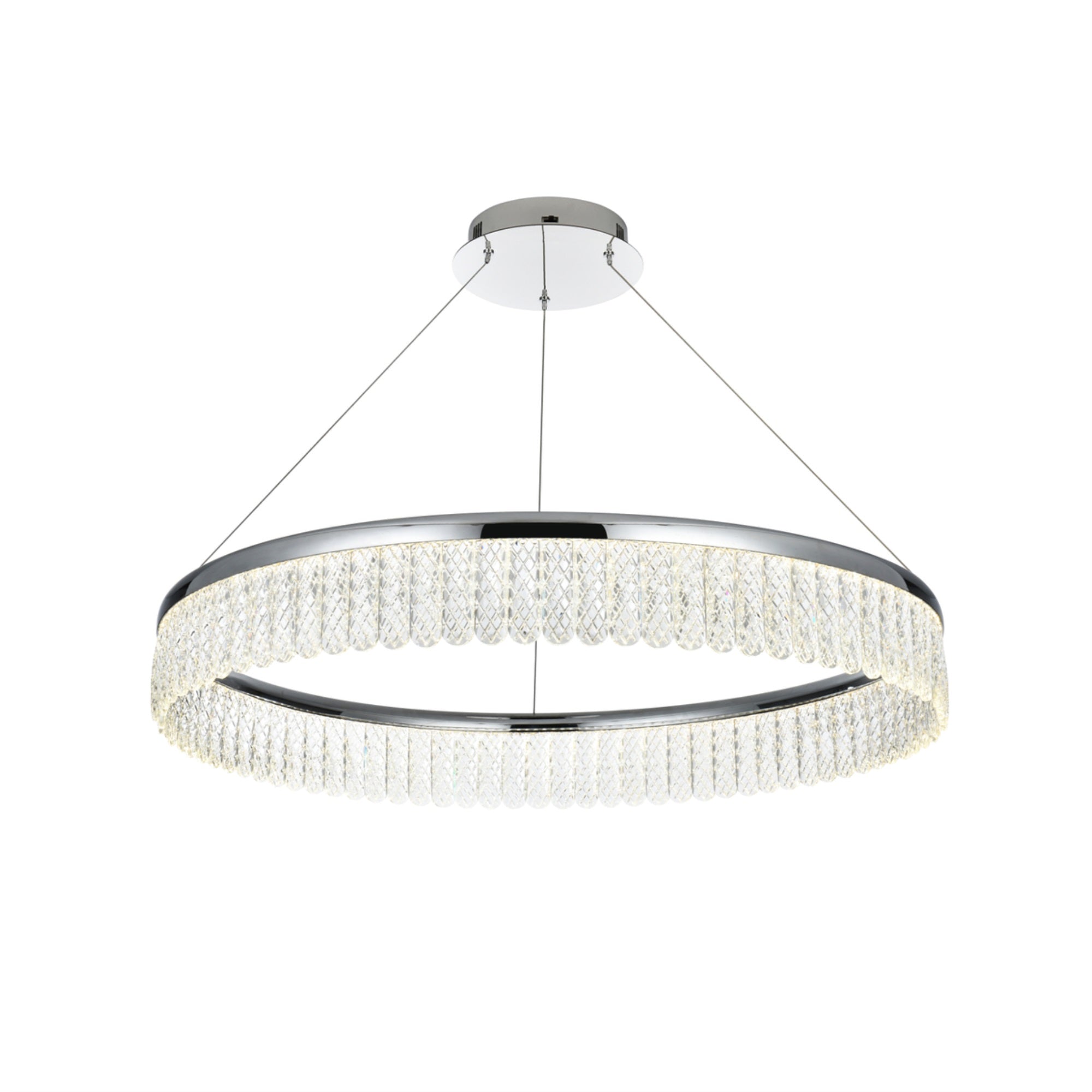 Elegant Lighting LED Chandelier - 32 Inch Adjustable, Chrome Finish