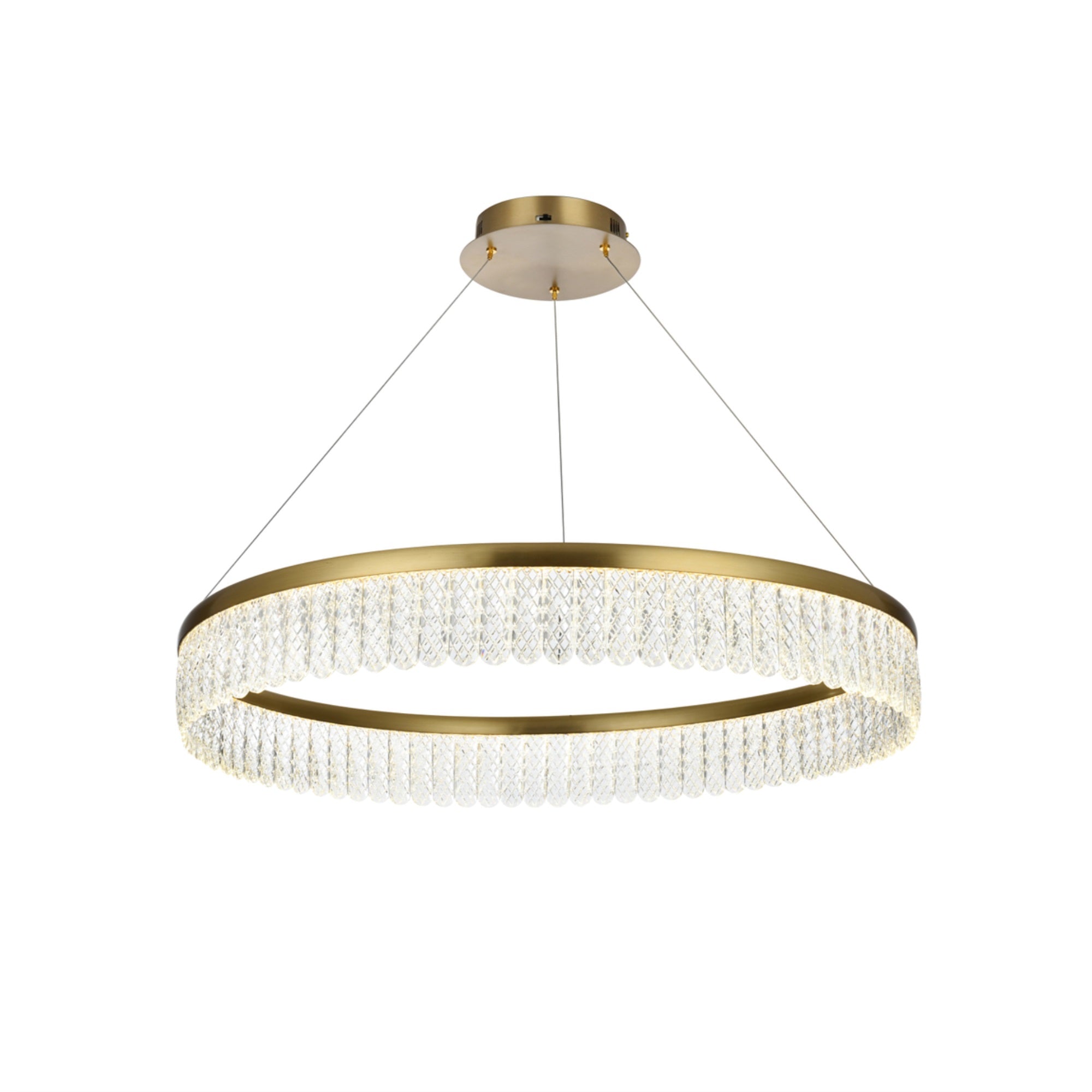 Rune 32 inch Adjustable LED chandelier in Satin Gold