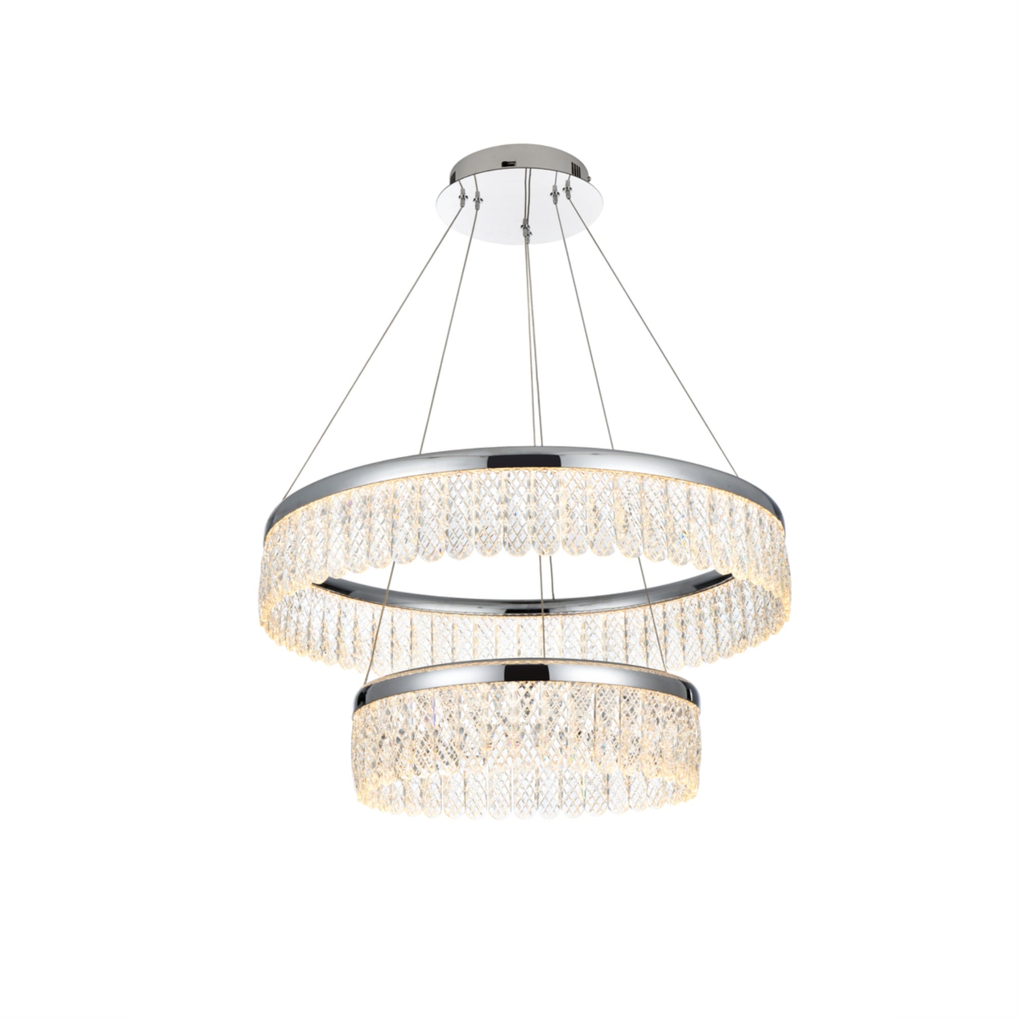 Elegant Lighting LED Chandelier, 24 inch Adjustable, Chrome Finish