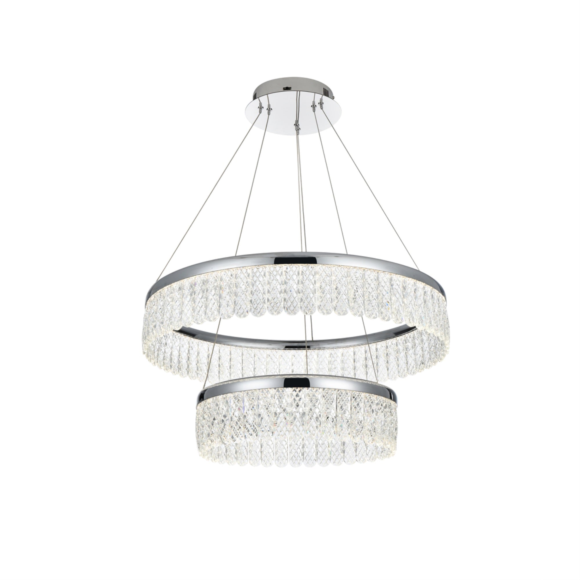 Elegant Lighting LED Chandelier, 24 inch Adjustable, Chrome Finish