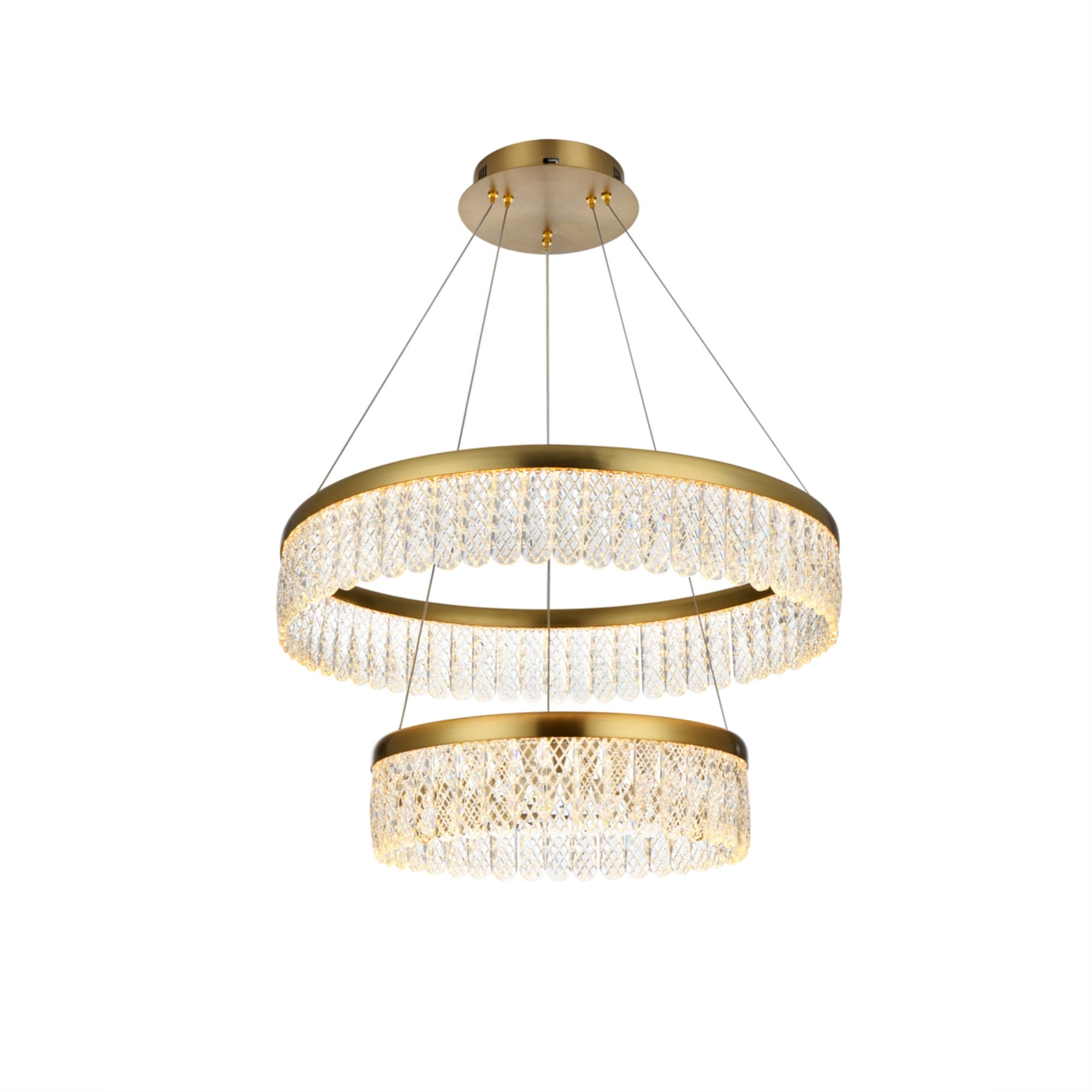 Elegant Lighting Adjustable LED Chandelier, 24 inch, Satin Gold Finish