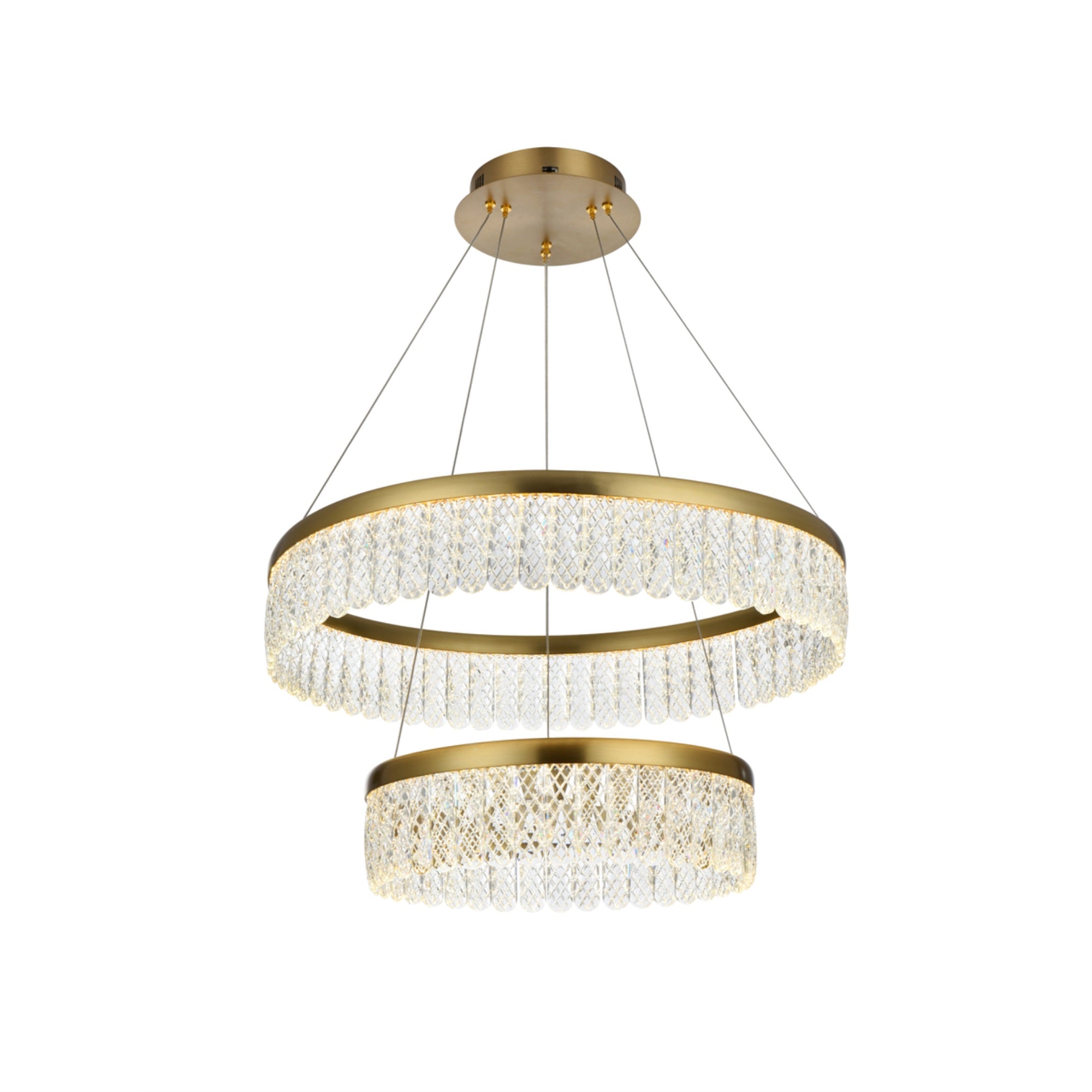 Elegant Lighting Adjustable LED Chandelier, 24 inch, Satin Gold Finish