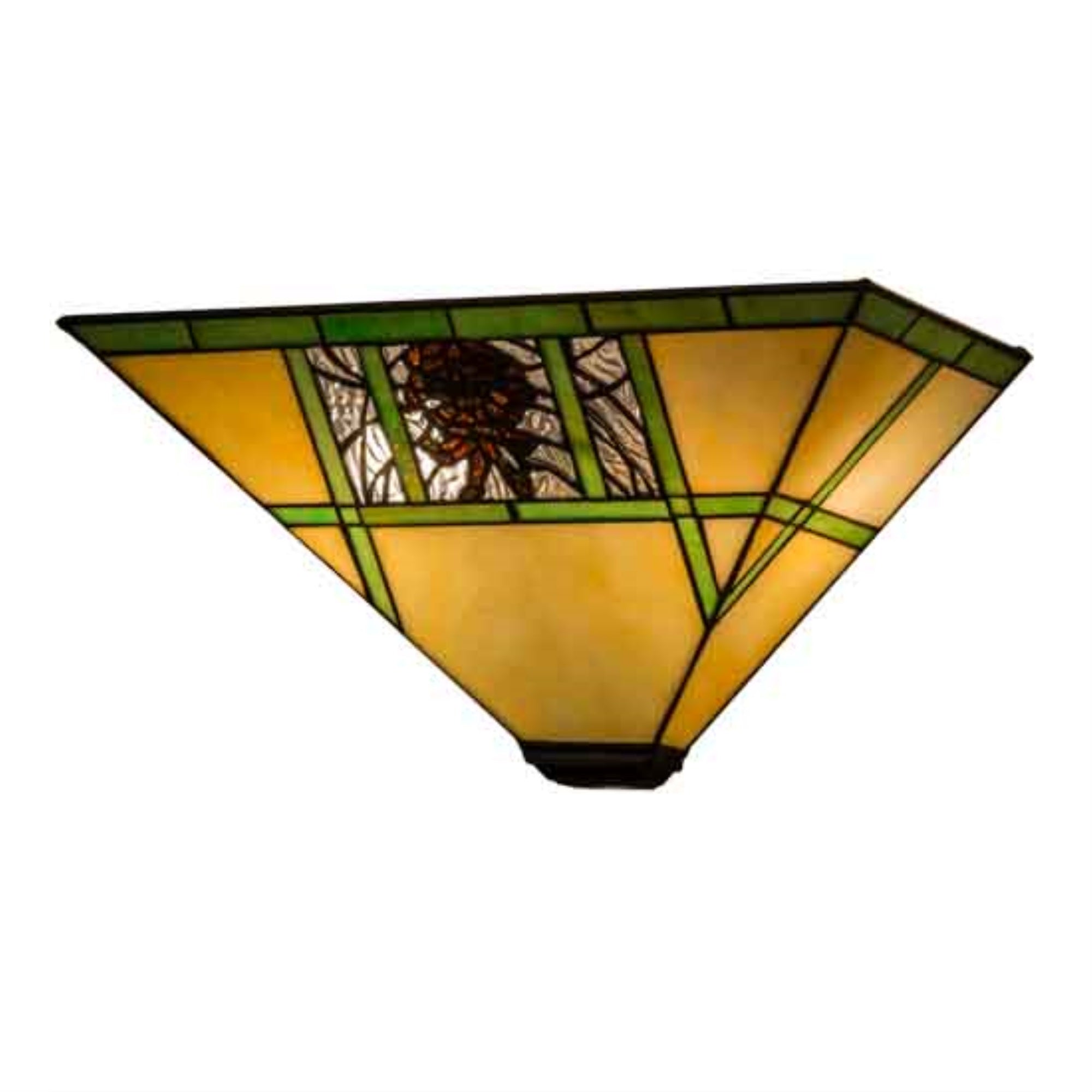 Meyda Tiffany Rustic Two Light Wall Sconce, 14in Width, Mahogany Bronze, Model 20635, Pinecone Ridge Collection