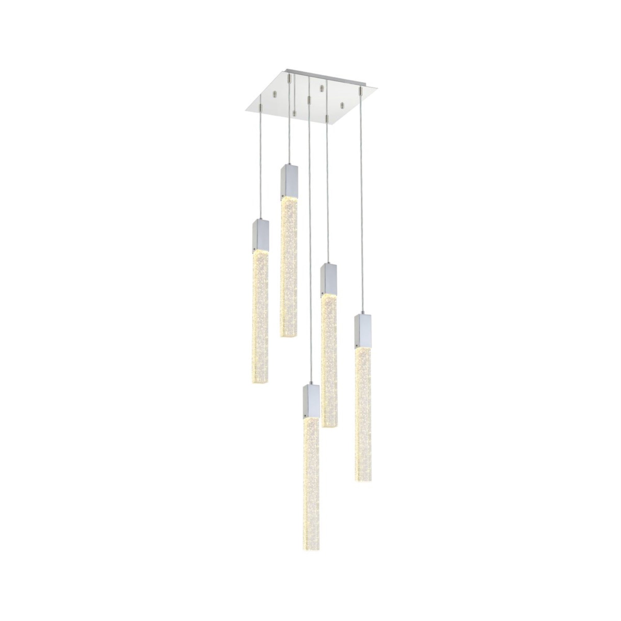 Elegant Lighting Ceiling Light Pendant 5 Lights Chrome Metal 16inD x 24inH Model 2066D16C