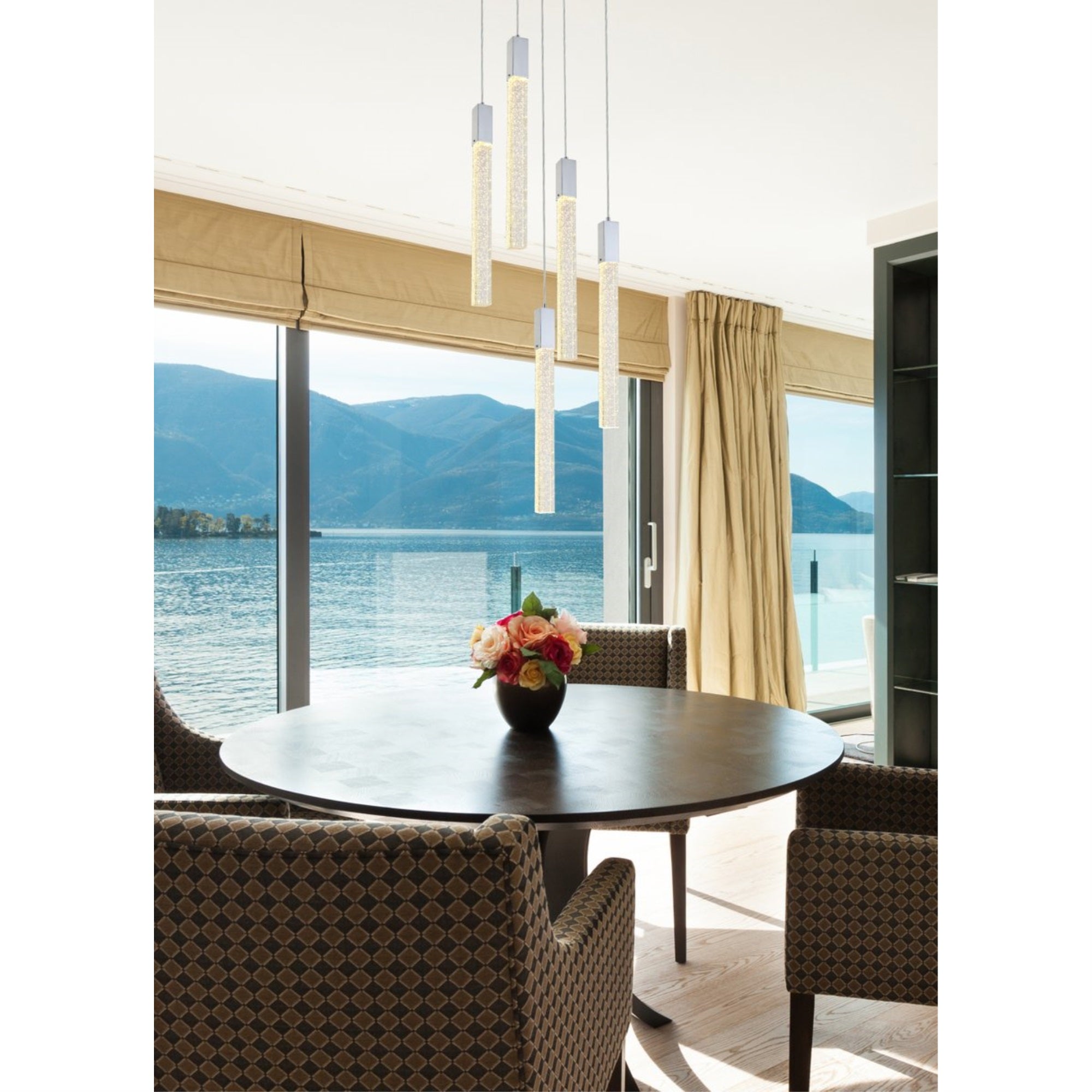 Elegant Lighting Ceiling Light Pendant 5 Lights Chrome Metal 16inD x 24inH Model 2066D16C