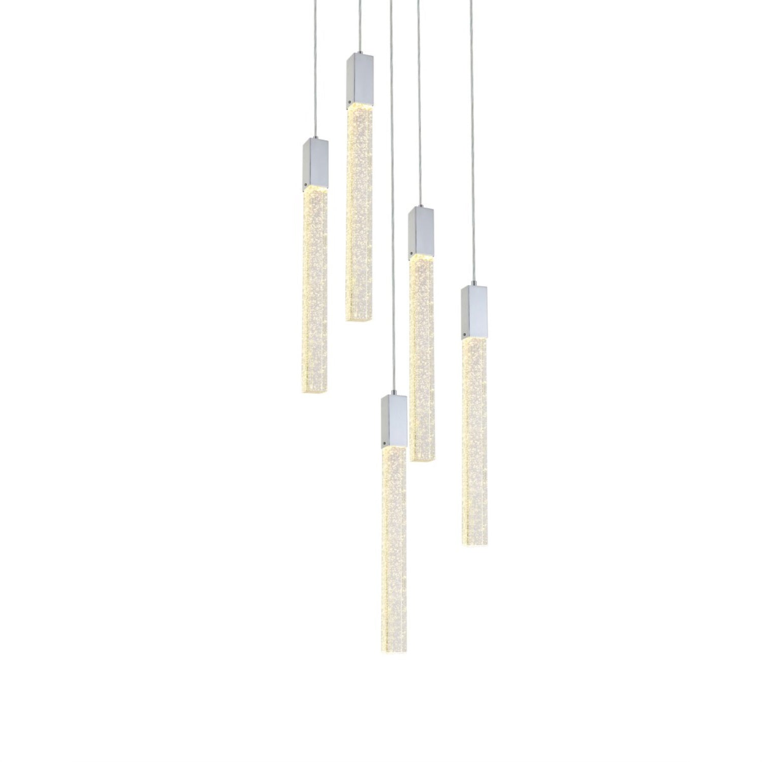 Elegant Lighting Ceiling Light Pendant 5 Lights Chrome Metal 16inD x 24inH Model 2066D16C