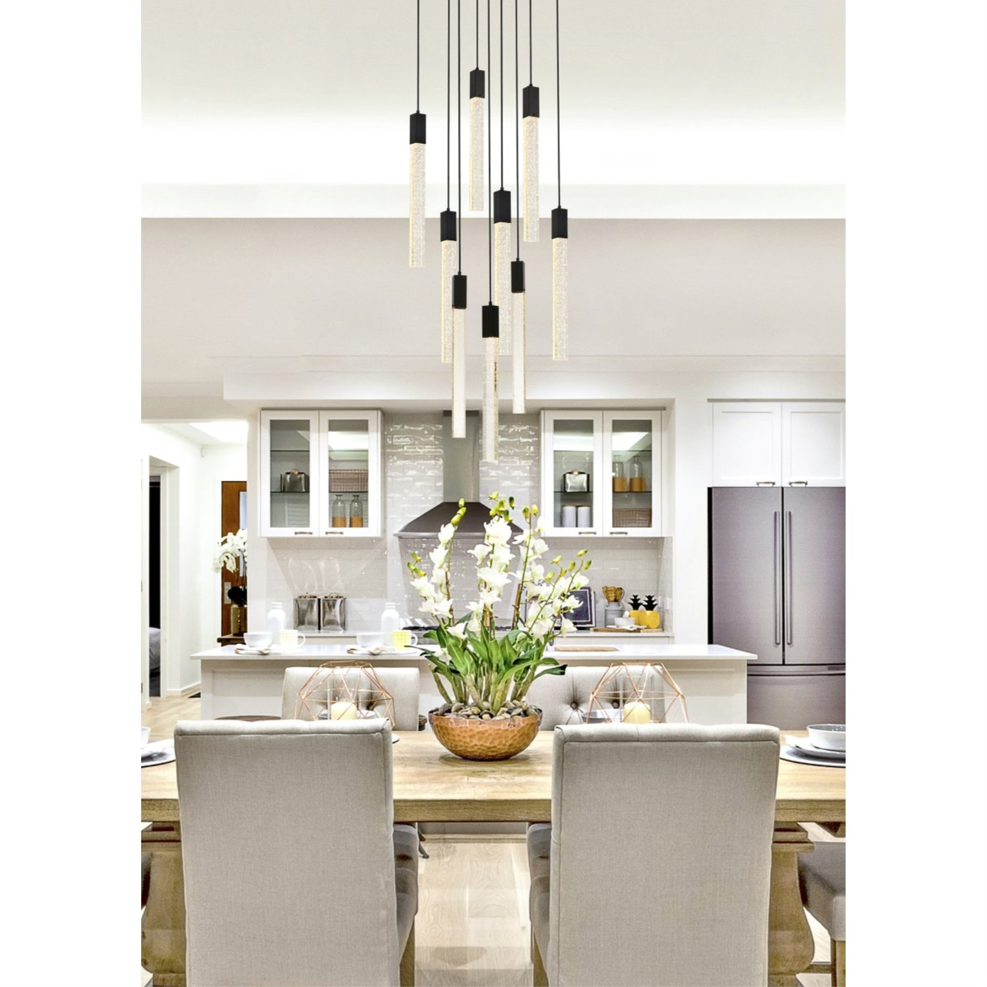 Weston 9 lights pendant in black