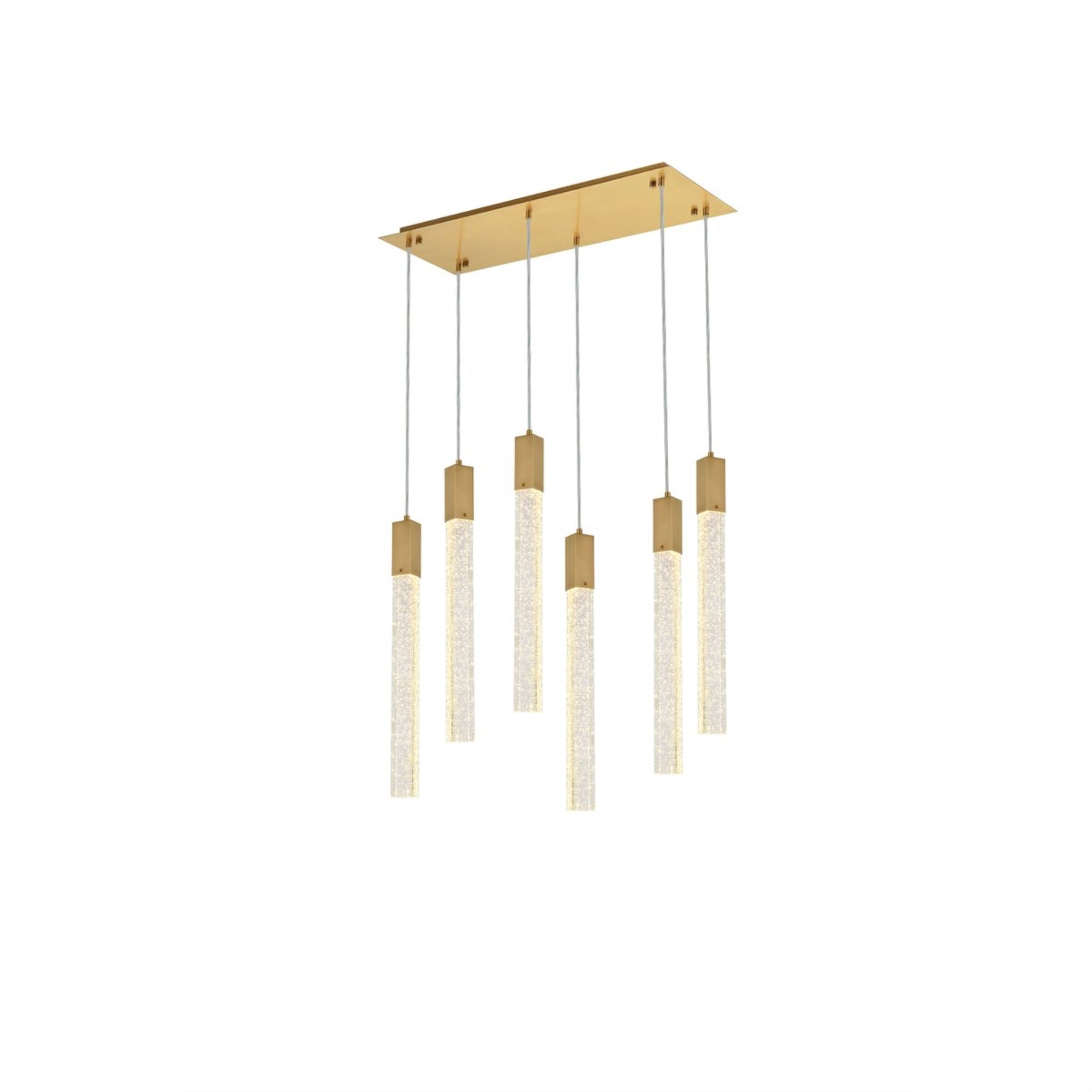 Weston 6 lights pendant in satin gold