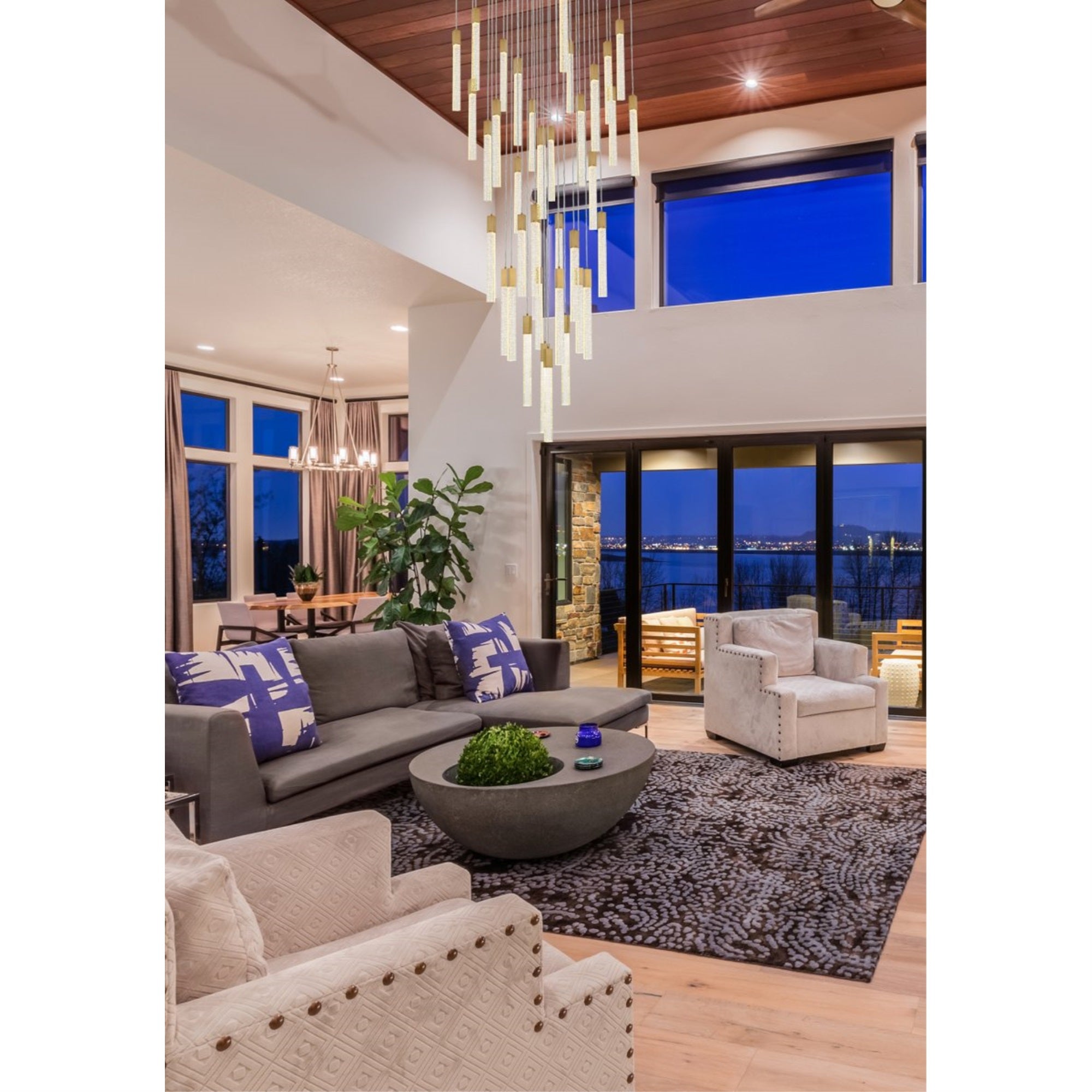 Elegant Lighting Indoor Modern Home Decorative Bright Ceiling Light Weston 36 Lights Pendant In Satin Gold