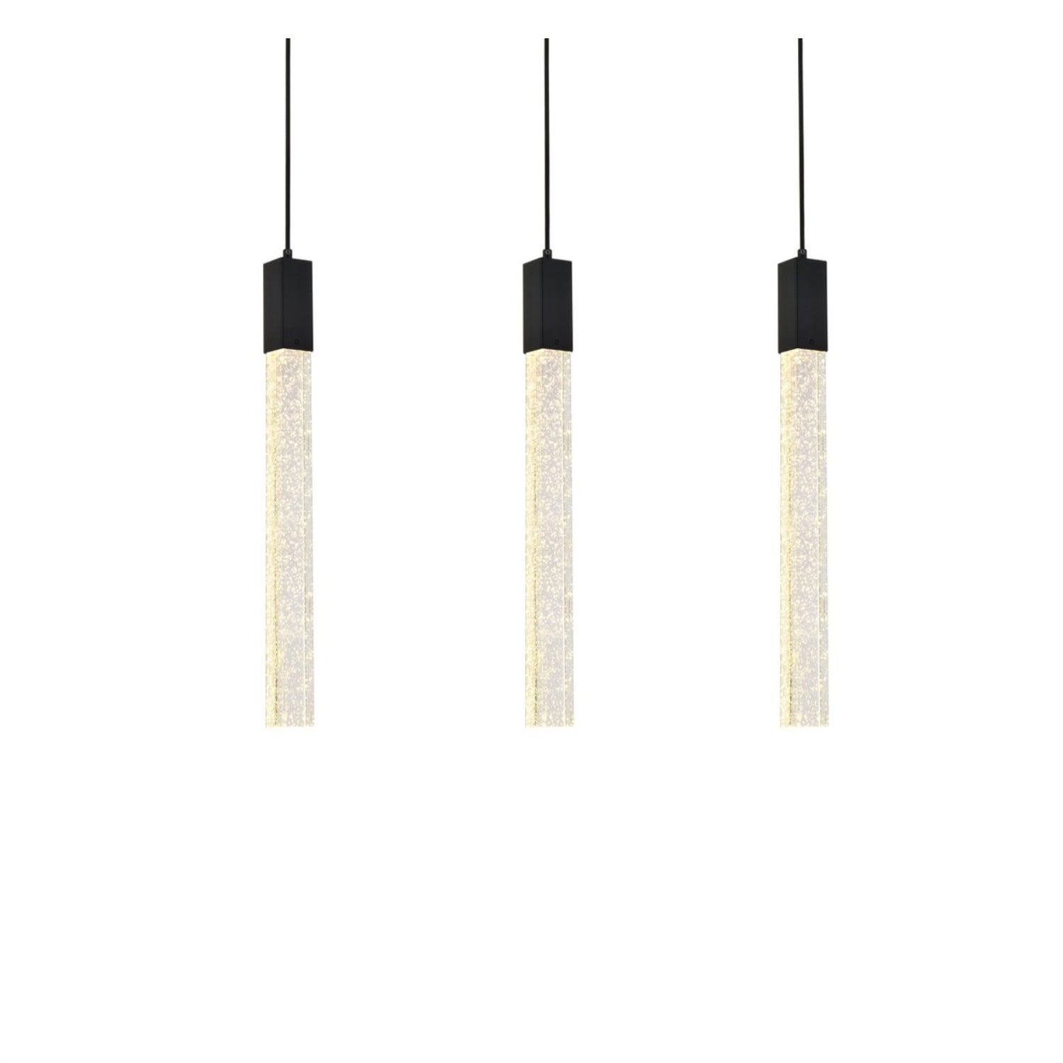 Elegant Lighting Pendant Light, 3 Lights, Black, Metal, 6inL x 32inW x 24inH, Model 2066S32BK