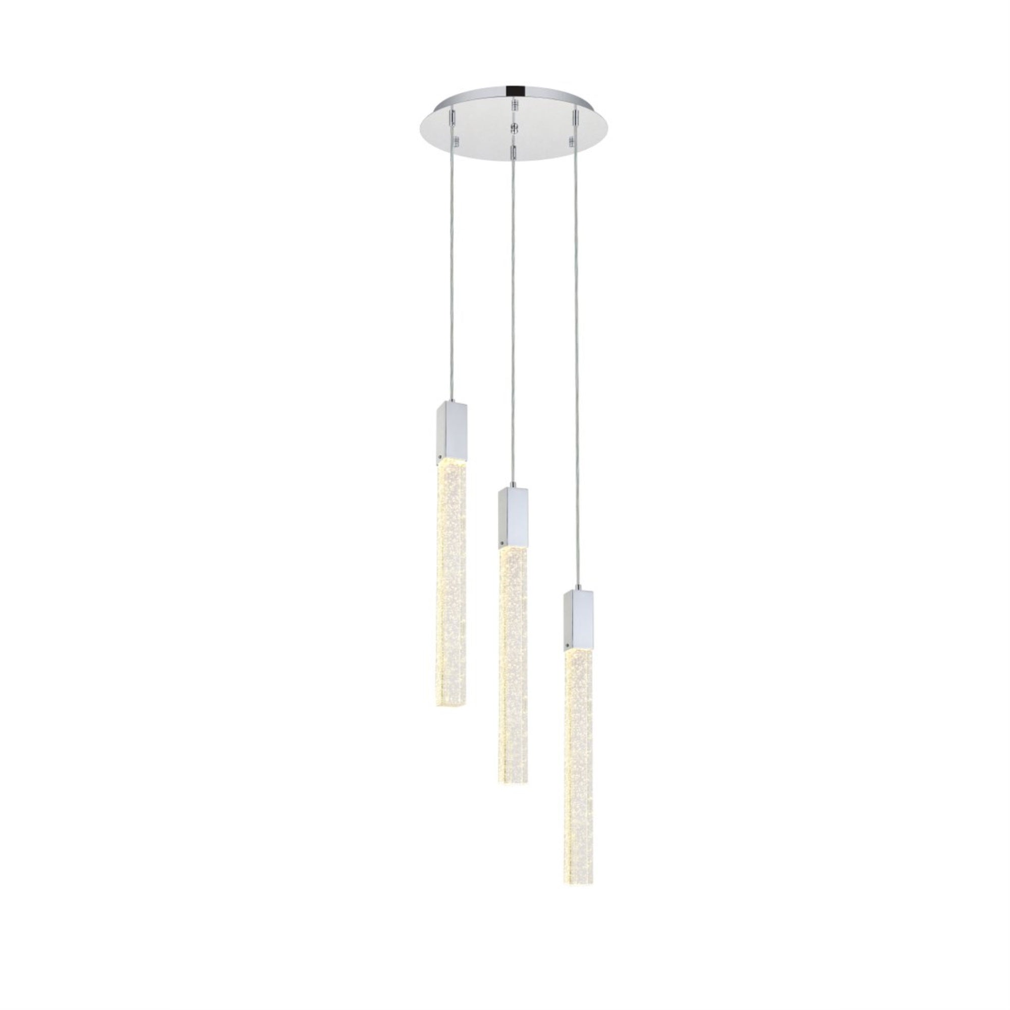 Elegant Lighting Ceiling Light Pendant, Modern 3 Lights, Chrome, Metal, 16inD x 24inH, Model 2067D16C