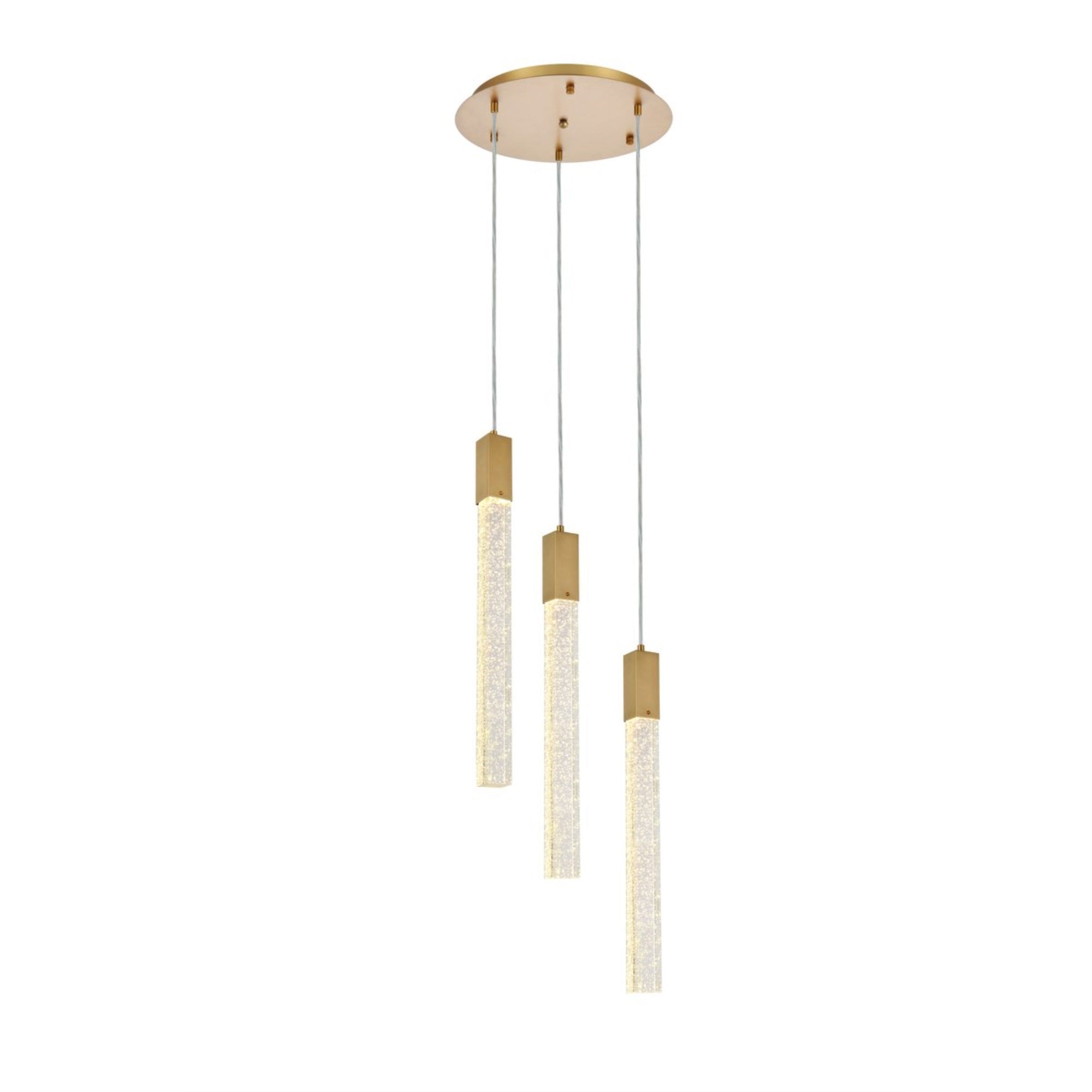 Elegant Lighting Pendant Light, 3 Lights, Metal, 16inD x 24inH, Satin Gold, Model 2067D16SG