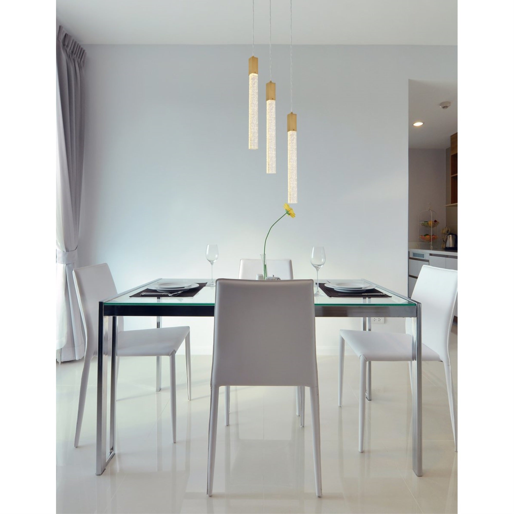 Elegant Lighting Pendant Light, 3 Lights, Metal, 16inD x 24inH, Satin Gold, Model 2067D16SG