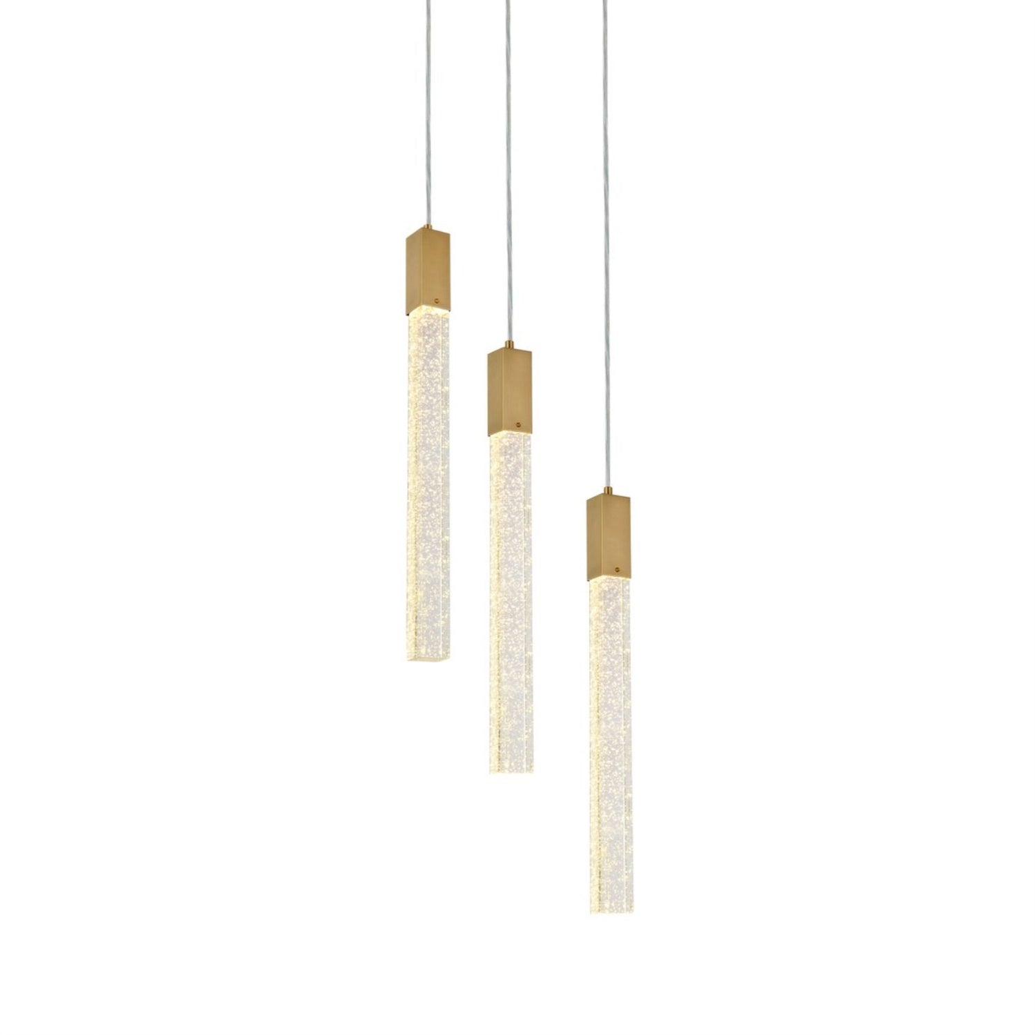 Elegant Lighting Pendant Light, 3 Lights, Metal, 16inD x 24inH, Satin Gold, Model 2067D16SG